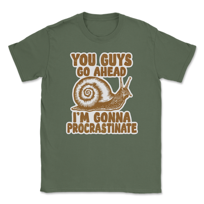 The Nice Shirt T-Shirt Procrastinating Snail  in Military-Green