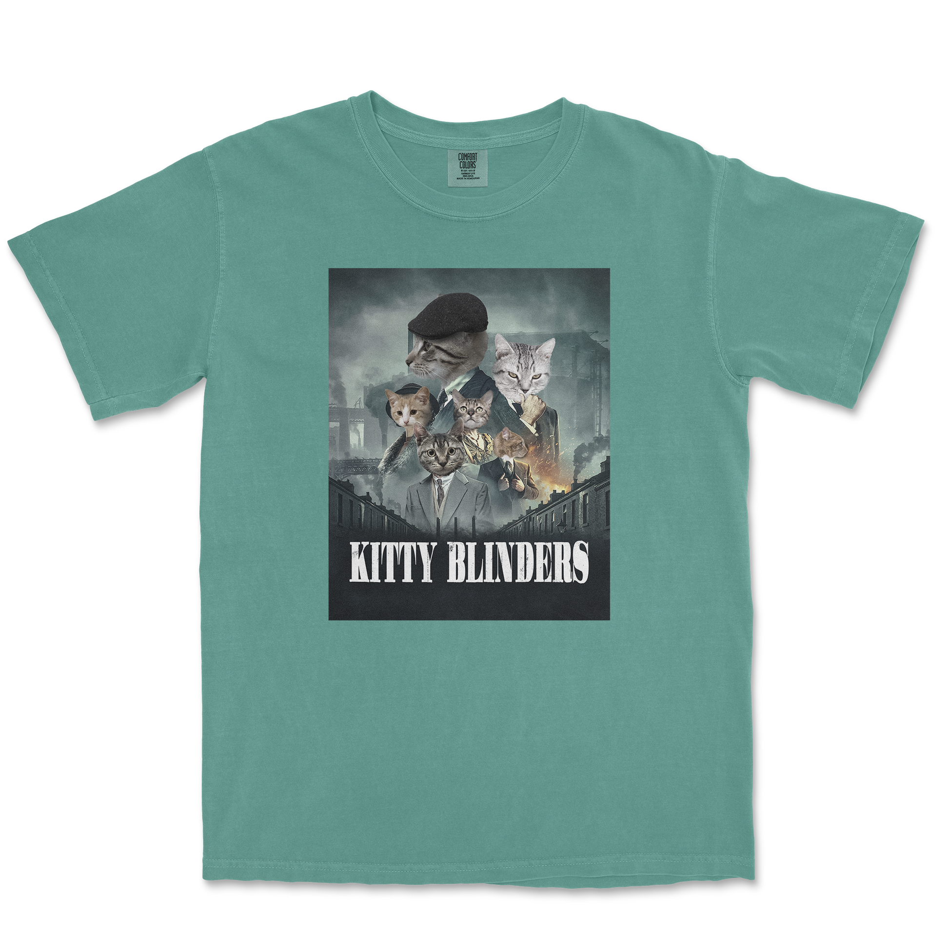 Comfort Colors T-Shirt Kitty Blinders in LightGreen