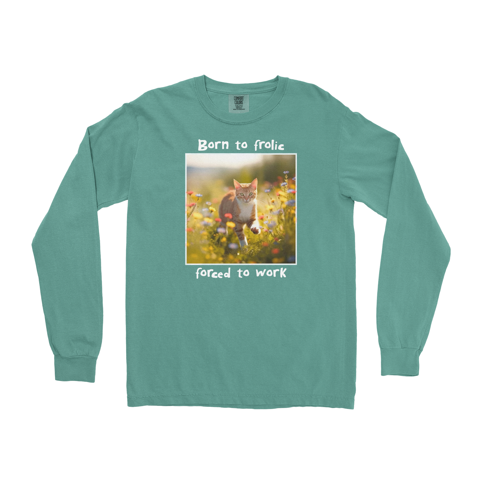 Comfort Colors Long Sleeve Born to Frolic  in Light-Green