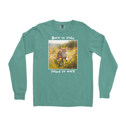 Comfort Colors Long Sleeve Born to Frolic  in Light-Green