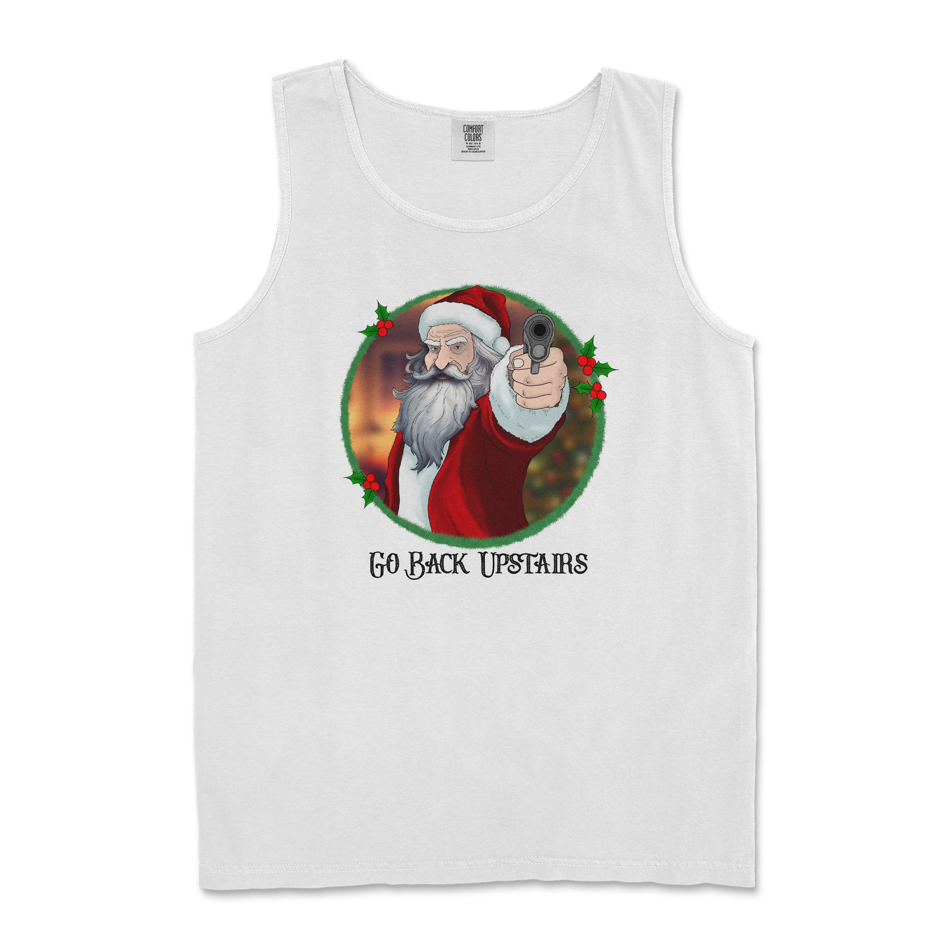 Comfort Colors Tank Top Angry Santa  in White