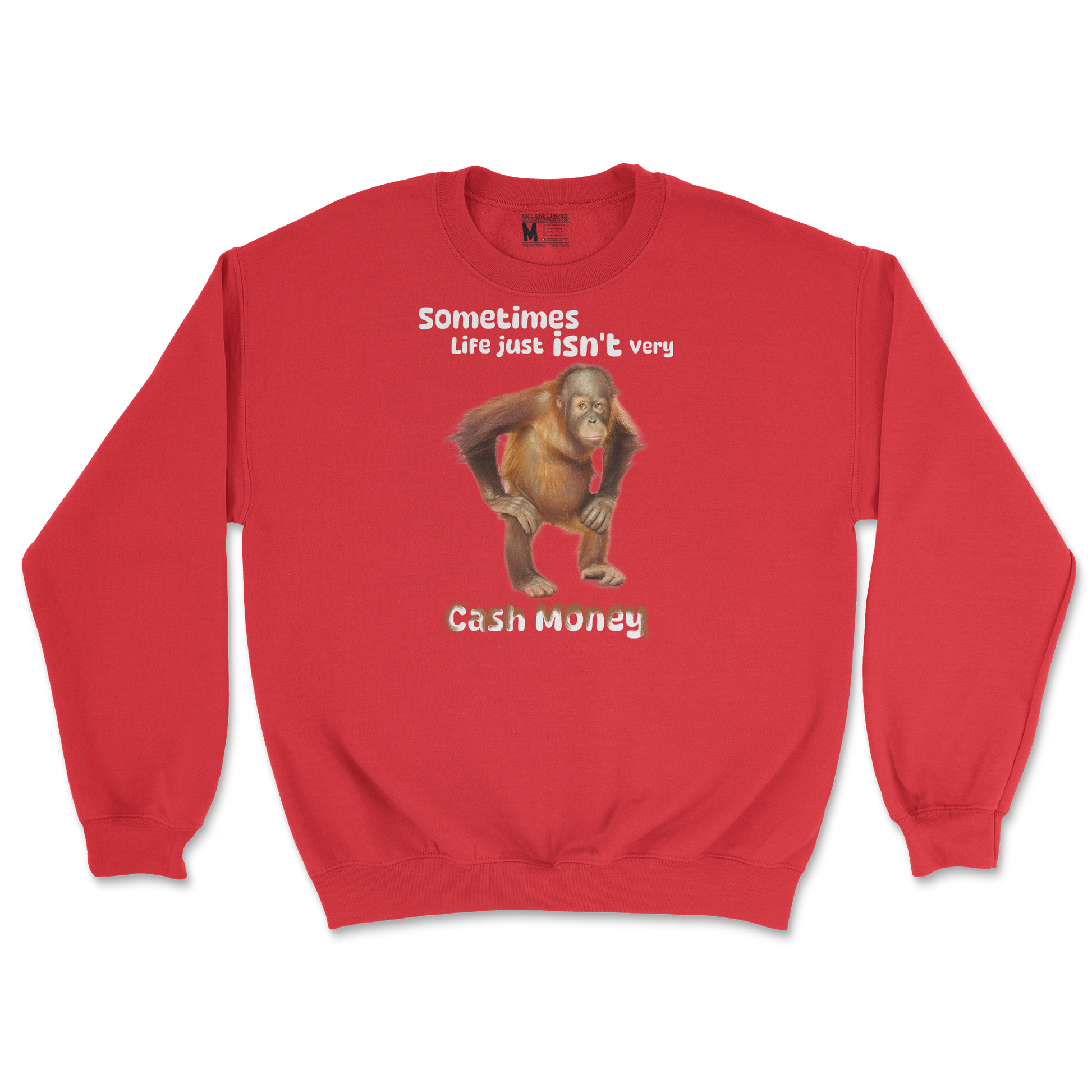 Gildan SoftStyle Crew Neck Cash Money Monkey  in Red