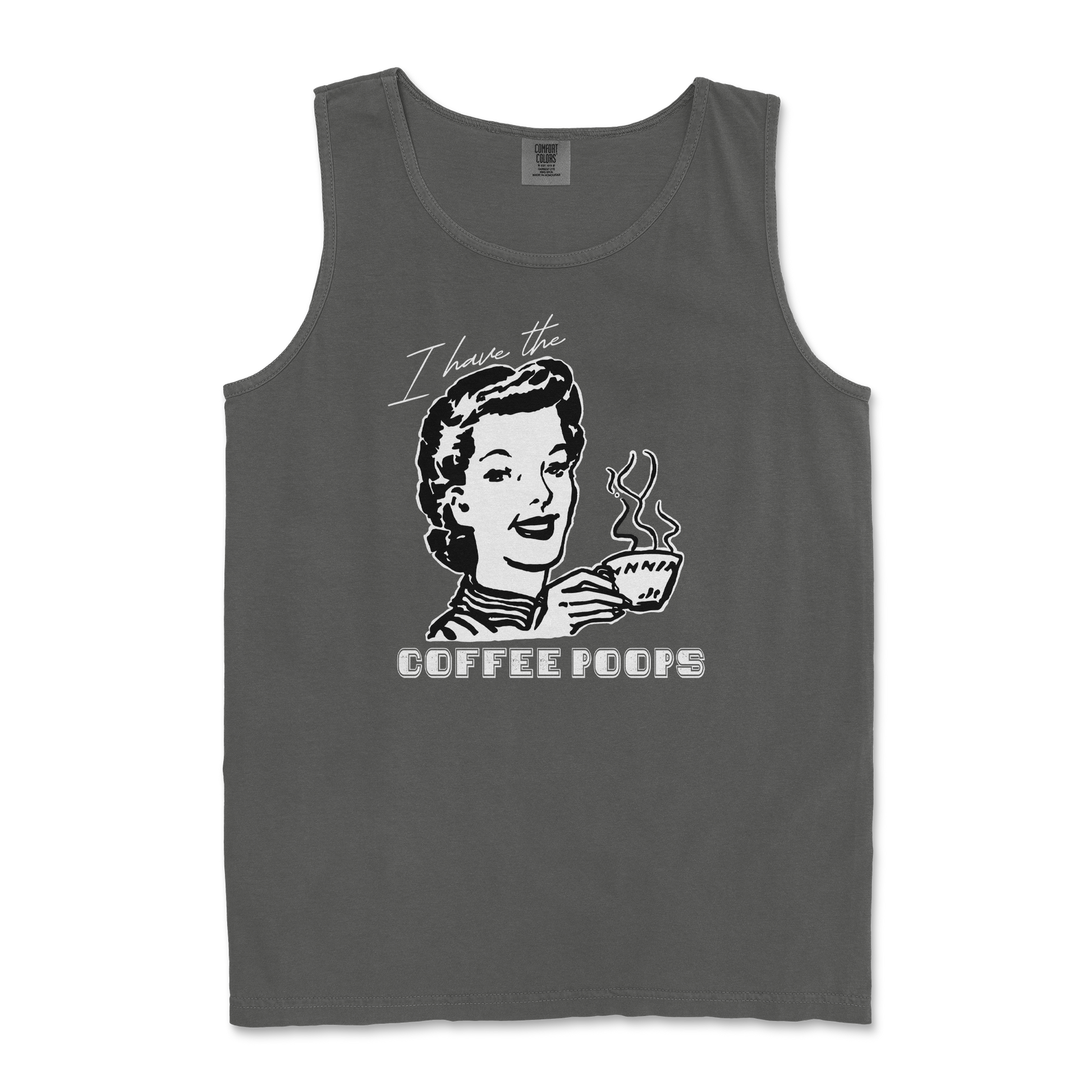 Comfort Colors Tank Top Coffee Poops  in Pepper