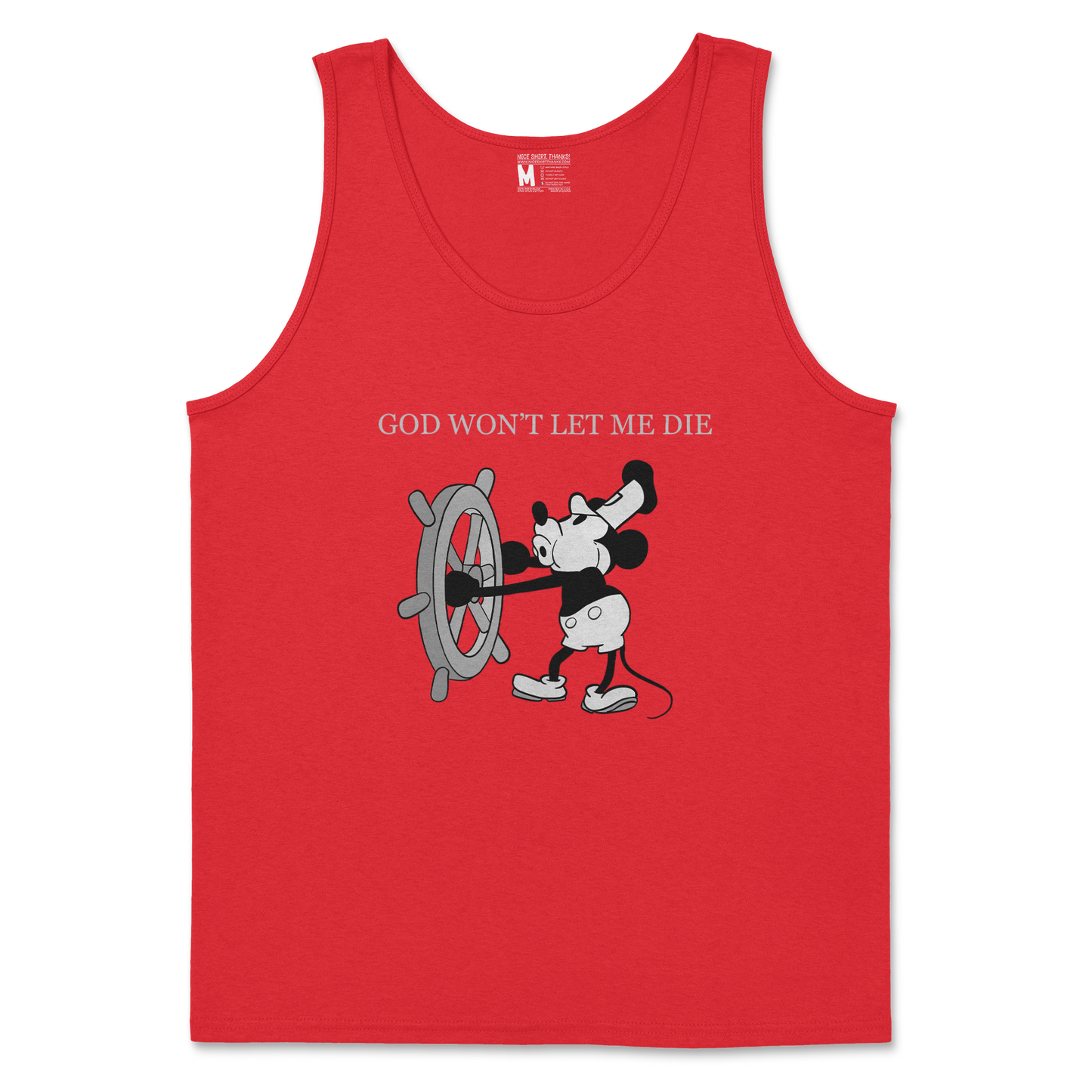 Gildan SoftStyle Tank Top God Wont Let Me Die in Red