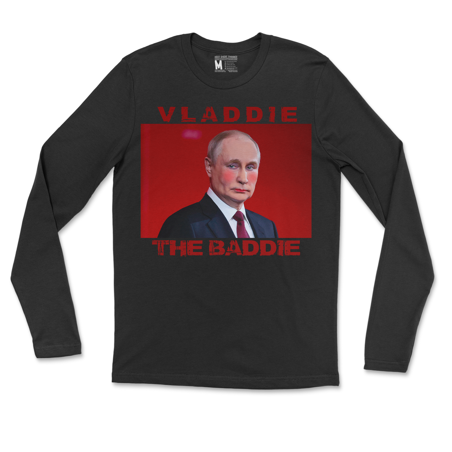 Gildan SoftStyle Long Sleeve Vladdie The Baddie in Black