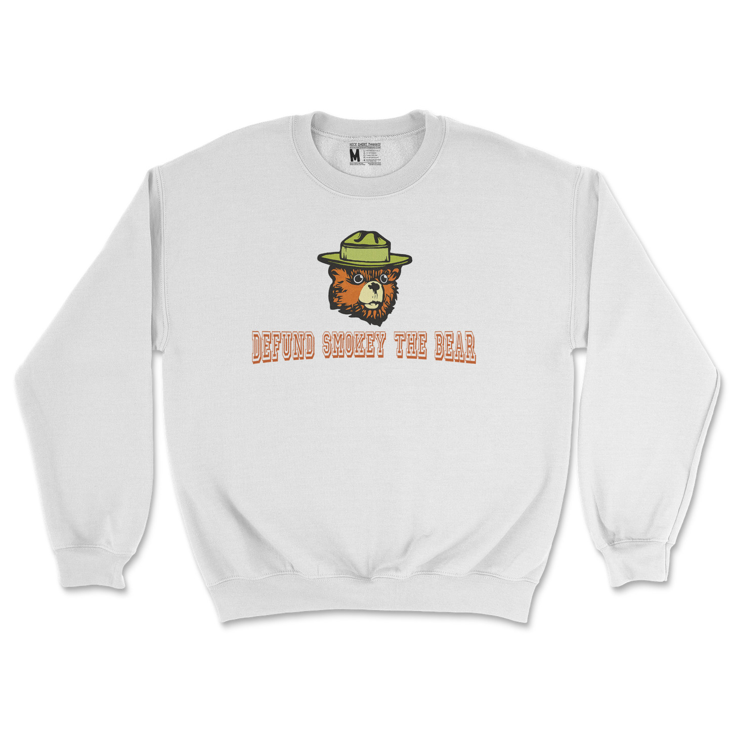 Heavy Blend Crew Neck Defund Smokey Bear in White