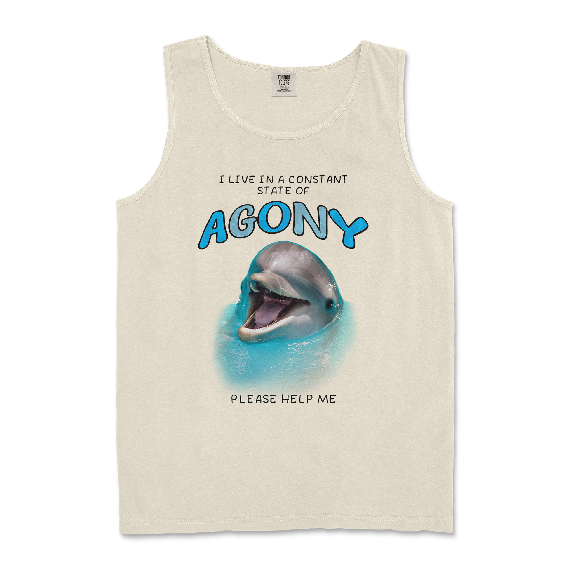 Comfort Colors Tank Top Agony Dolphin in Ivory