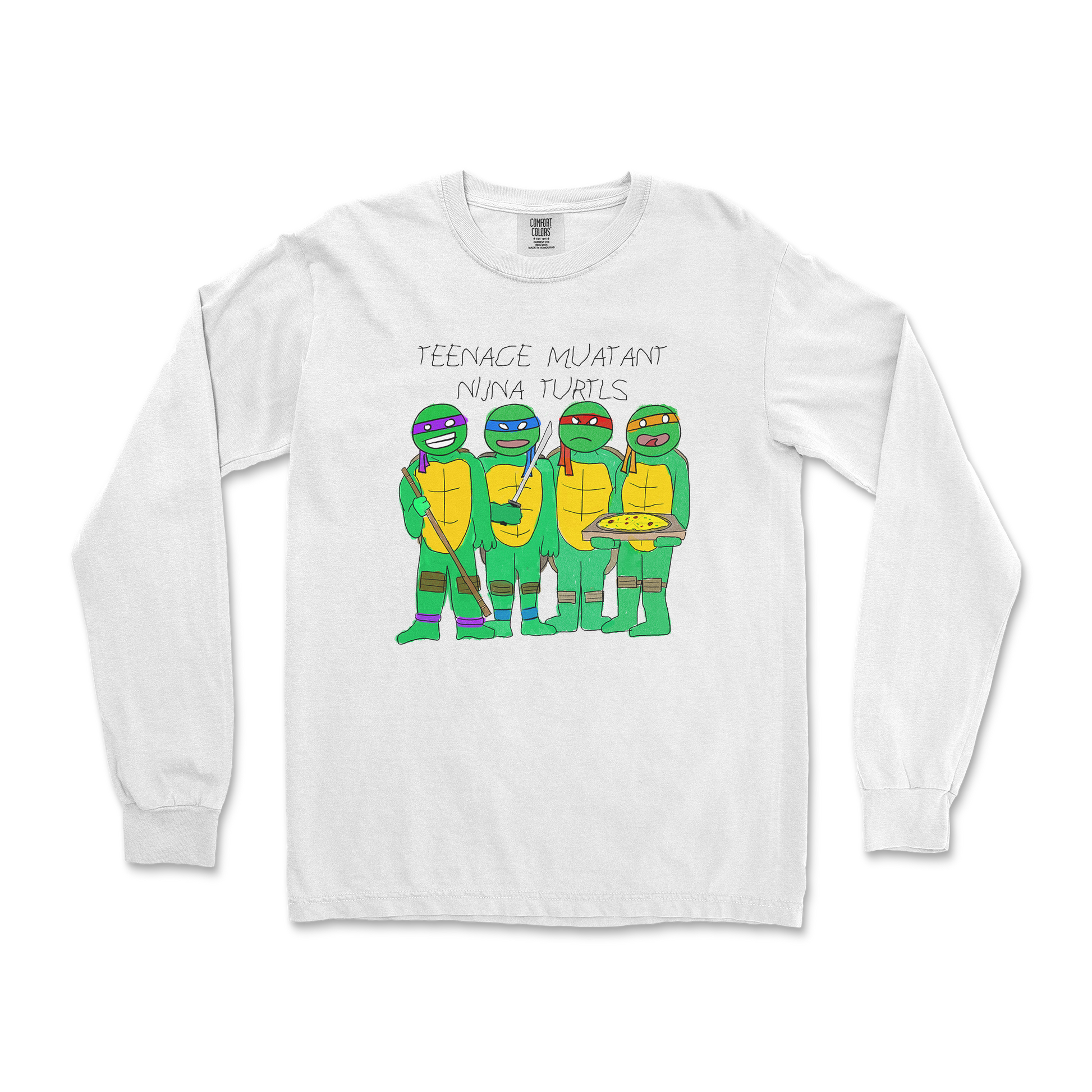 Comfort Colors Long Sleeve Ninja Turtles in White