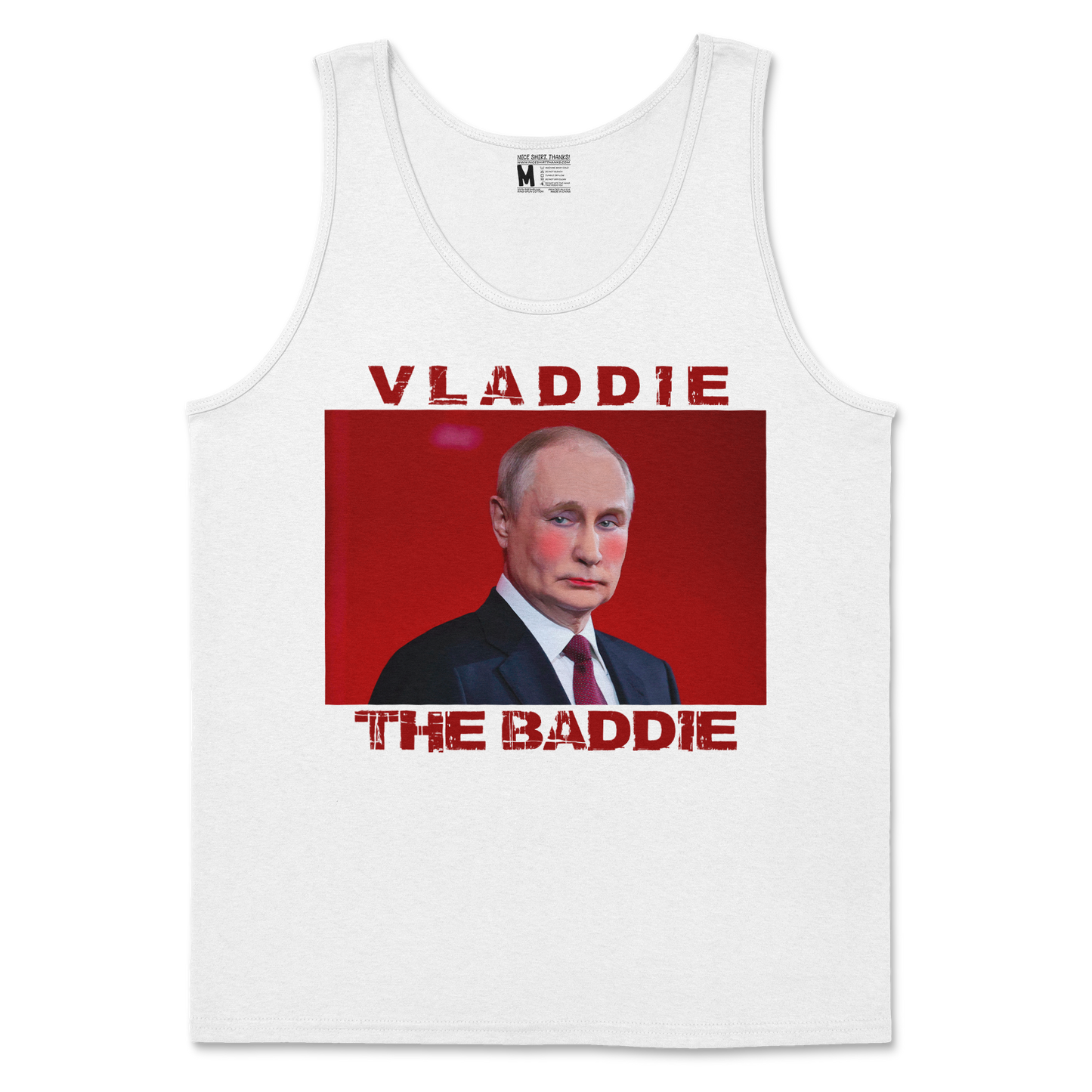 Gildan SoftStyle Tank Top Vladdie The Baddie in White