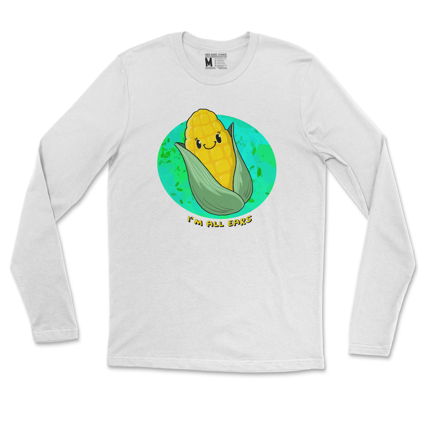 Gildan SoftStyle Long Sleeve Mmm Corn in White