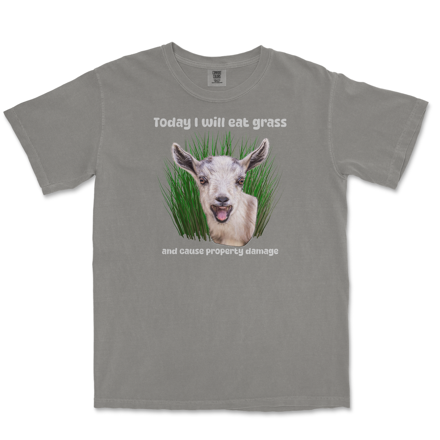 Comfort Colors T-Shirt Crazy Goat  in Grey