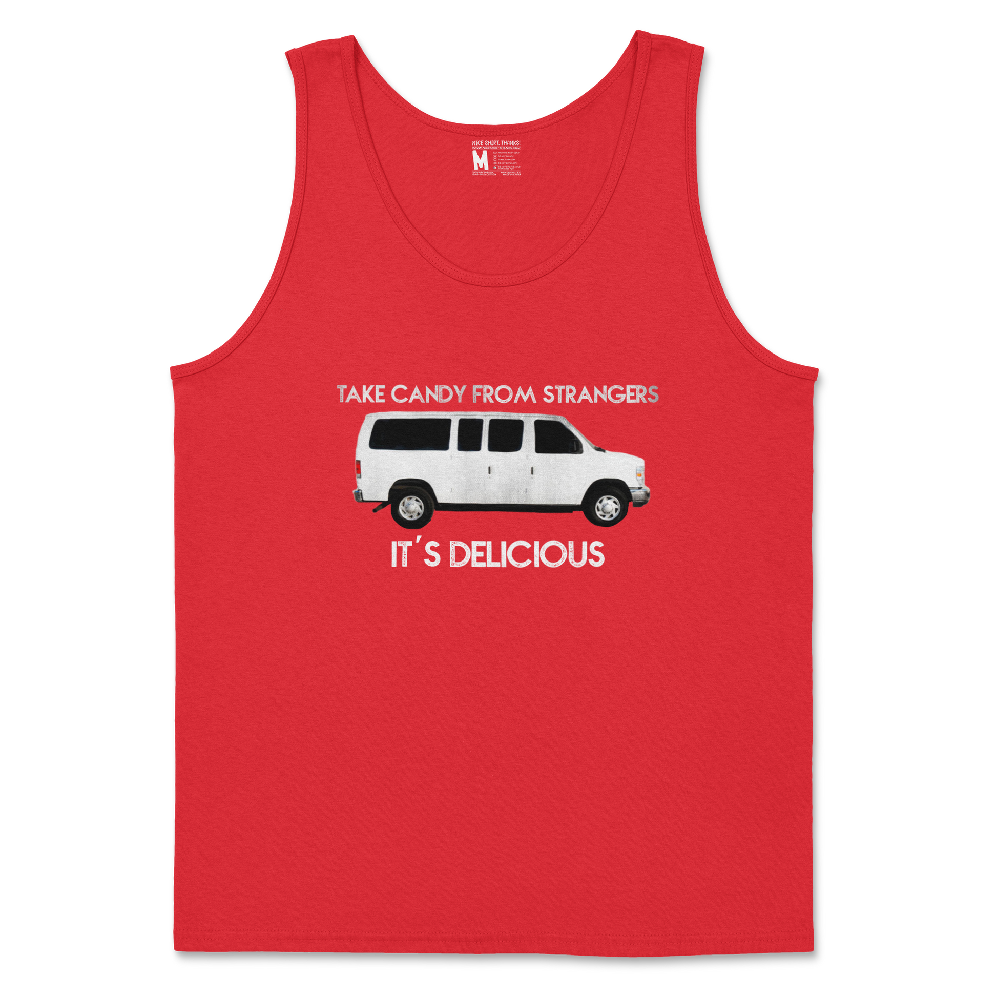 Gildan SoftStyle Tank Top Stranger Danger in Red