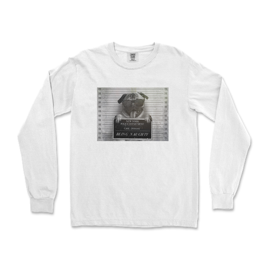 Comfort Colors Long Sleeve Naughty Pug in White