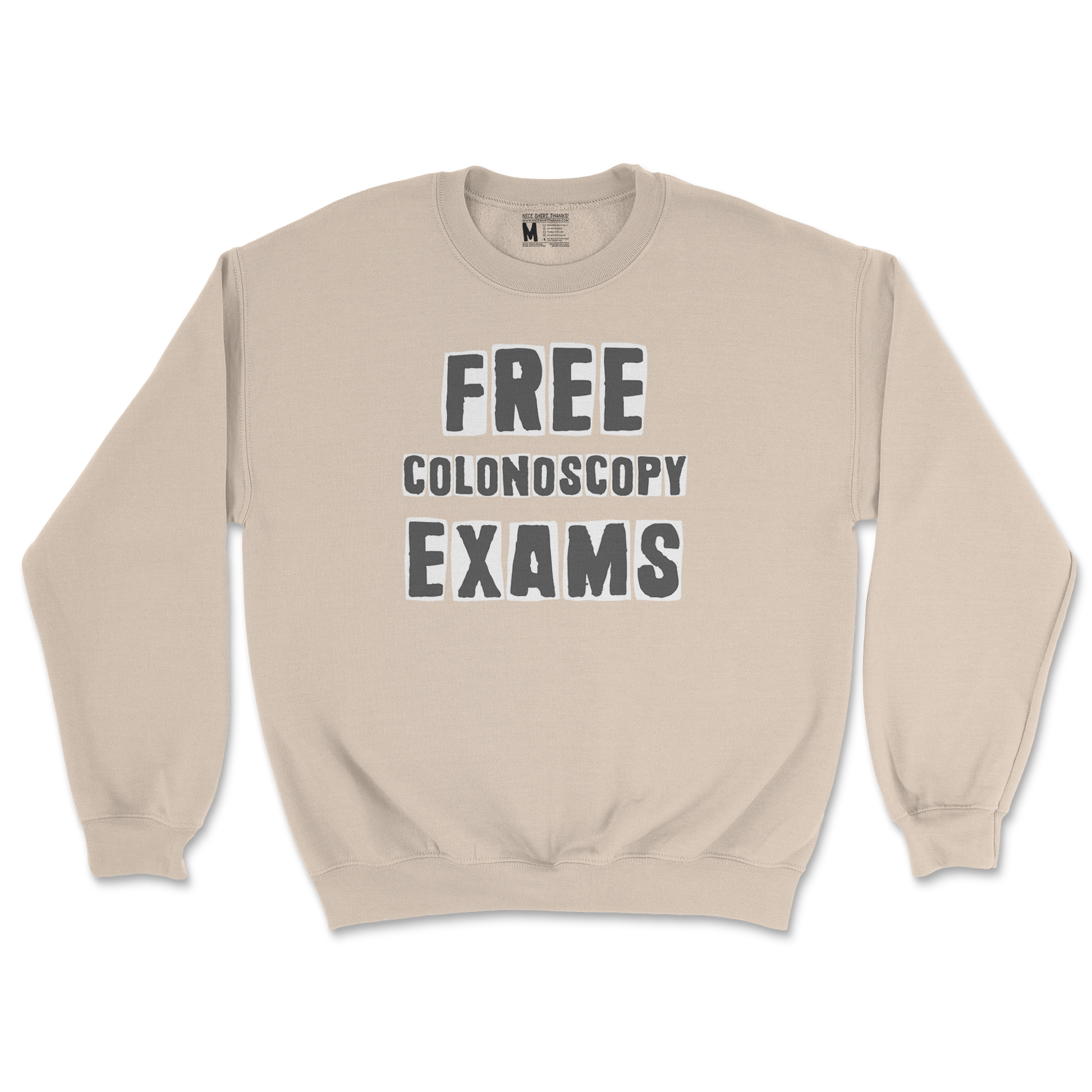 Gildan SoftStyle Crew Neck Free Colonoscopy Exams in Sand