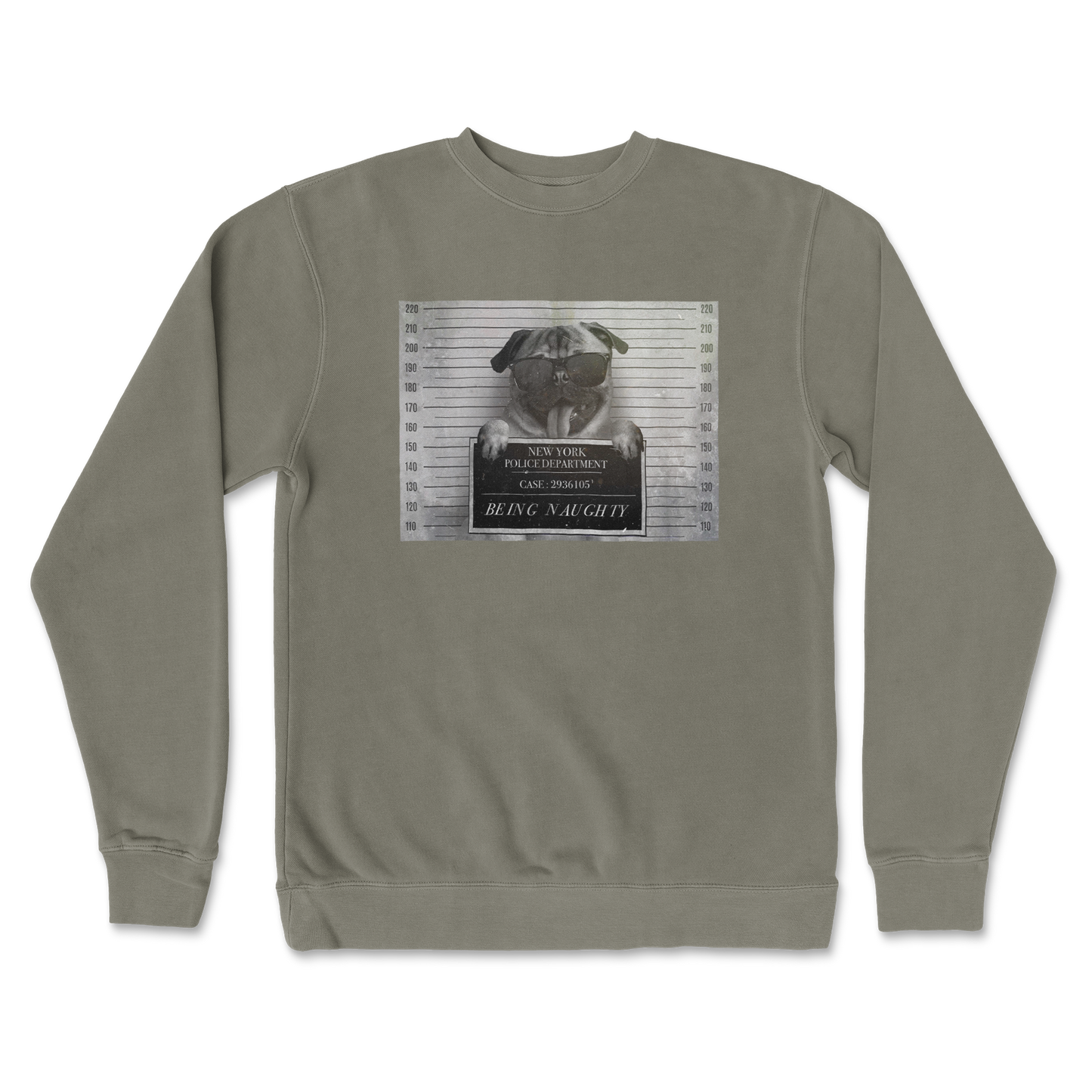 Independent Clothing Co. Crew Neck Naughty Pug in Army