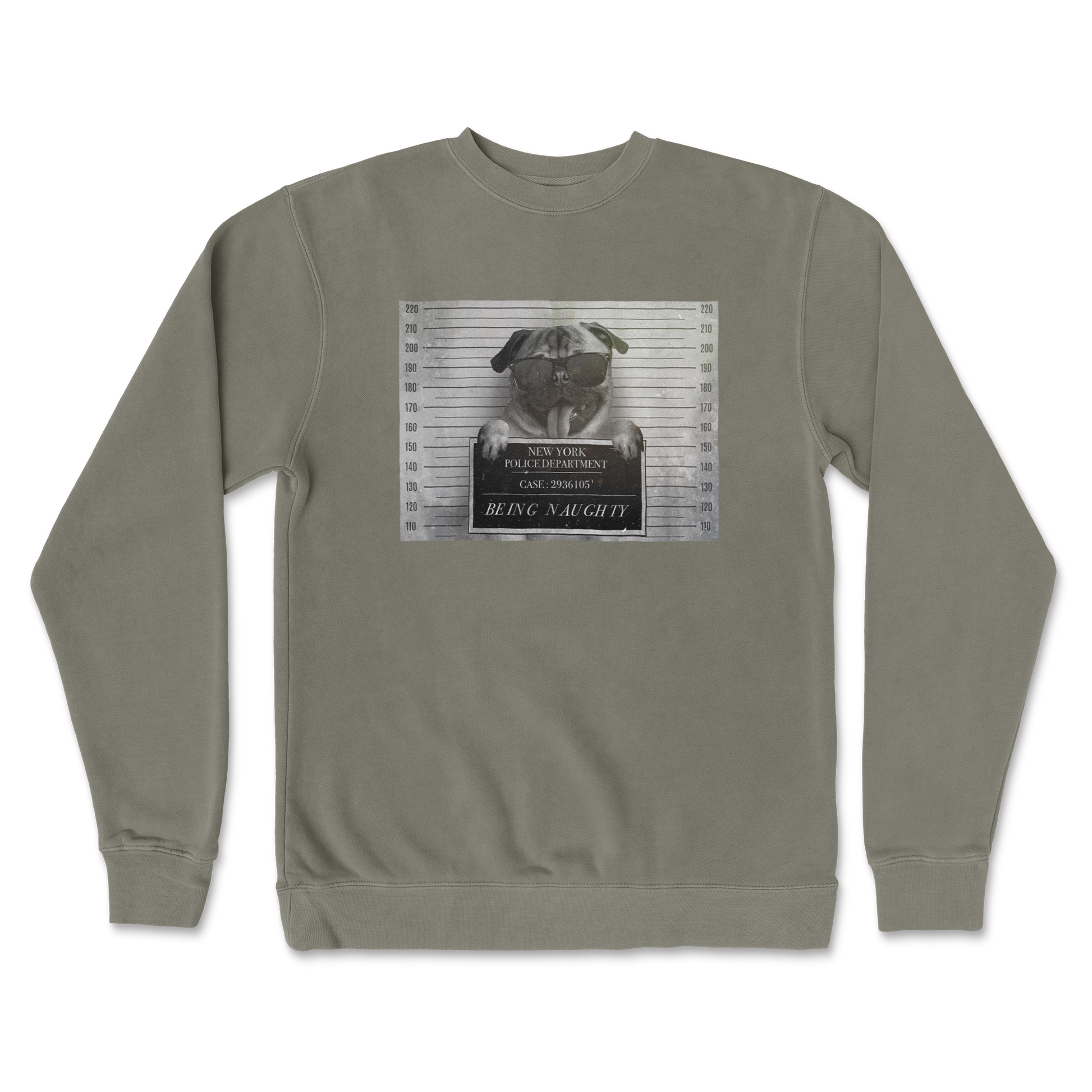 Independent Clothing Co. Crew Neck Naughty Pug in Army