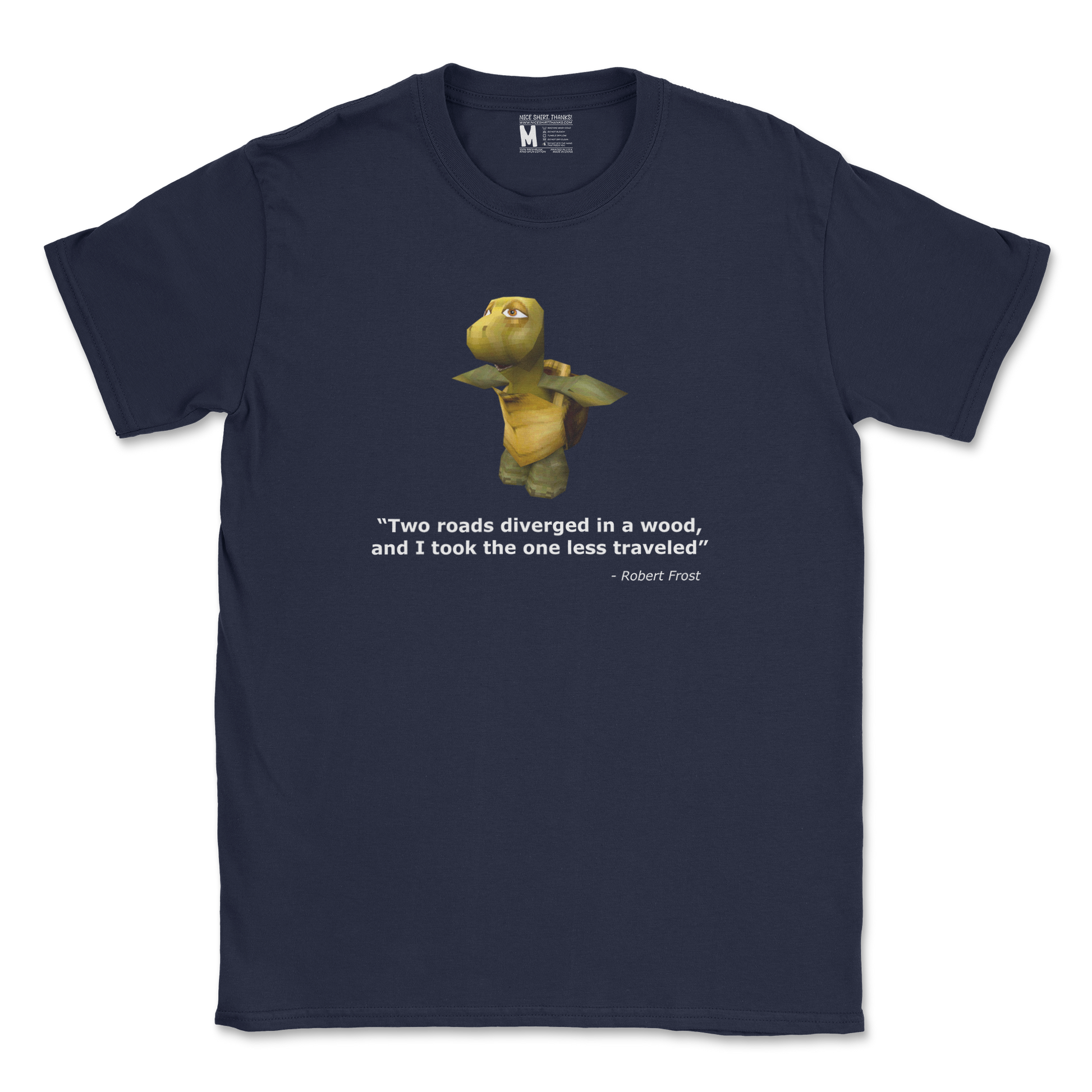 Gildan SoftStyle T-Shirt Robert Frost Quote in Navy