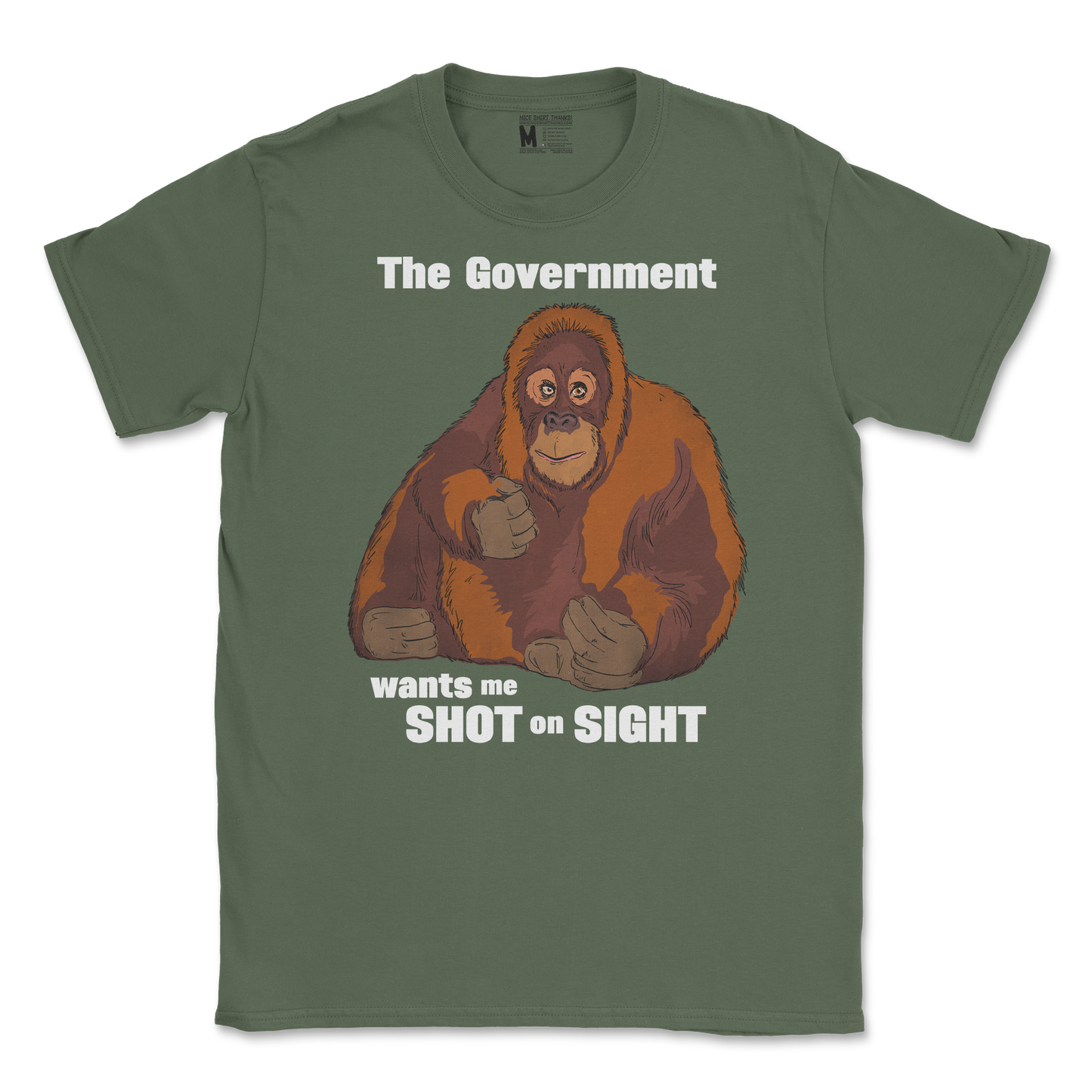 Gildan SoftStyle T-Shirt The Government Hates Me  in Military-Green