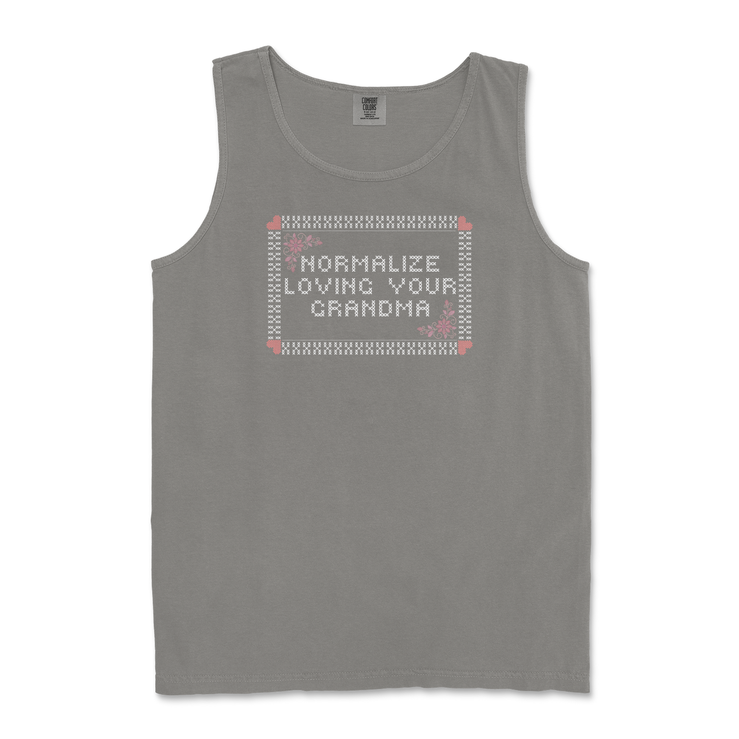 Comfort Colors Tank Top Cross Stitch in Grey