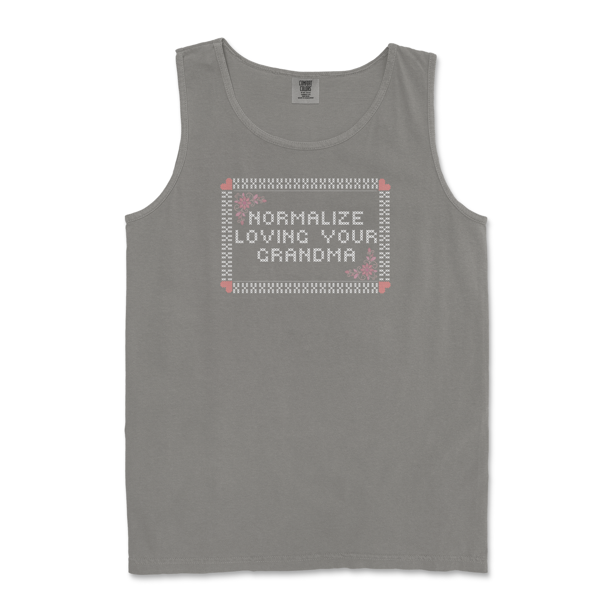 Comfort Colors Tank Top Cross Stitch in Grey