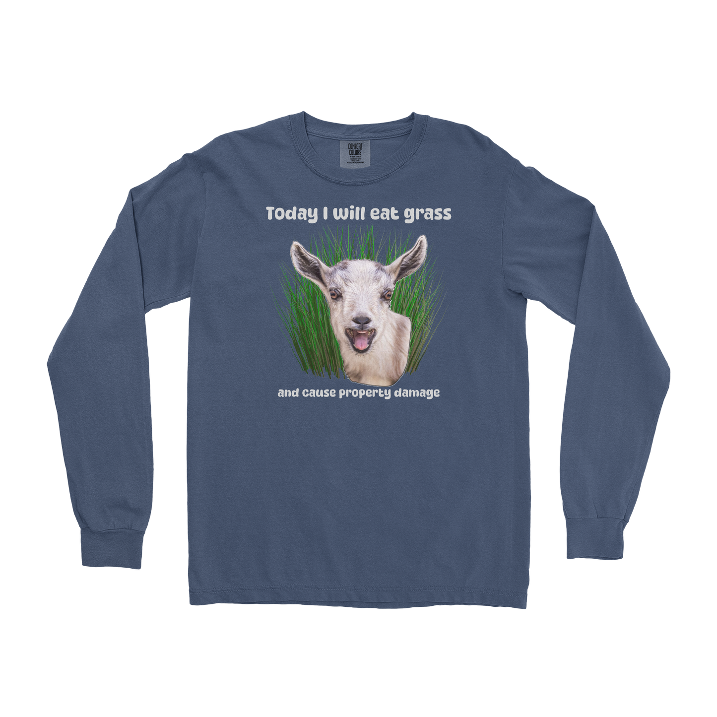 Comfort Colors Long Sleeve Crazy Goat  in Midnight