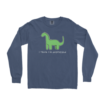 Comfort Colors Long Sleeve Depressed Dino  in Midnight