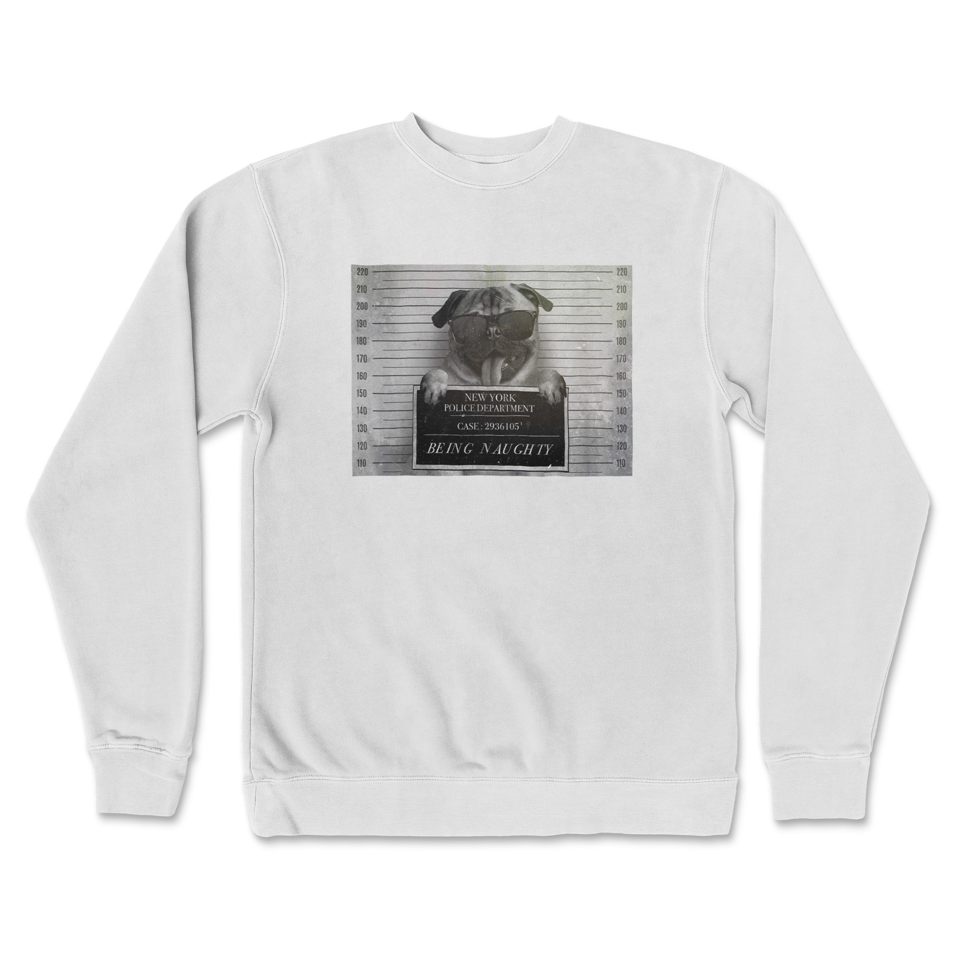 Independent Clothing Co. Crew Neck Naughty Pug in White