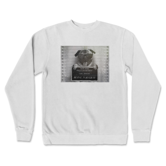 Independent Clothing Co. Crew Neck Naughty Pug in White