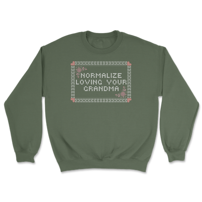 Heavy Blend Crew Neck Cross Stitch in Military Green