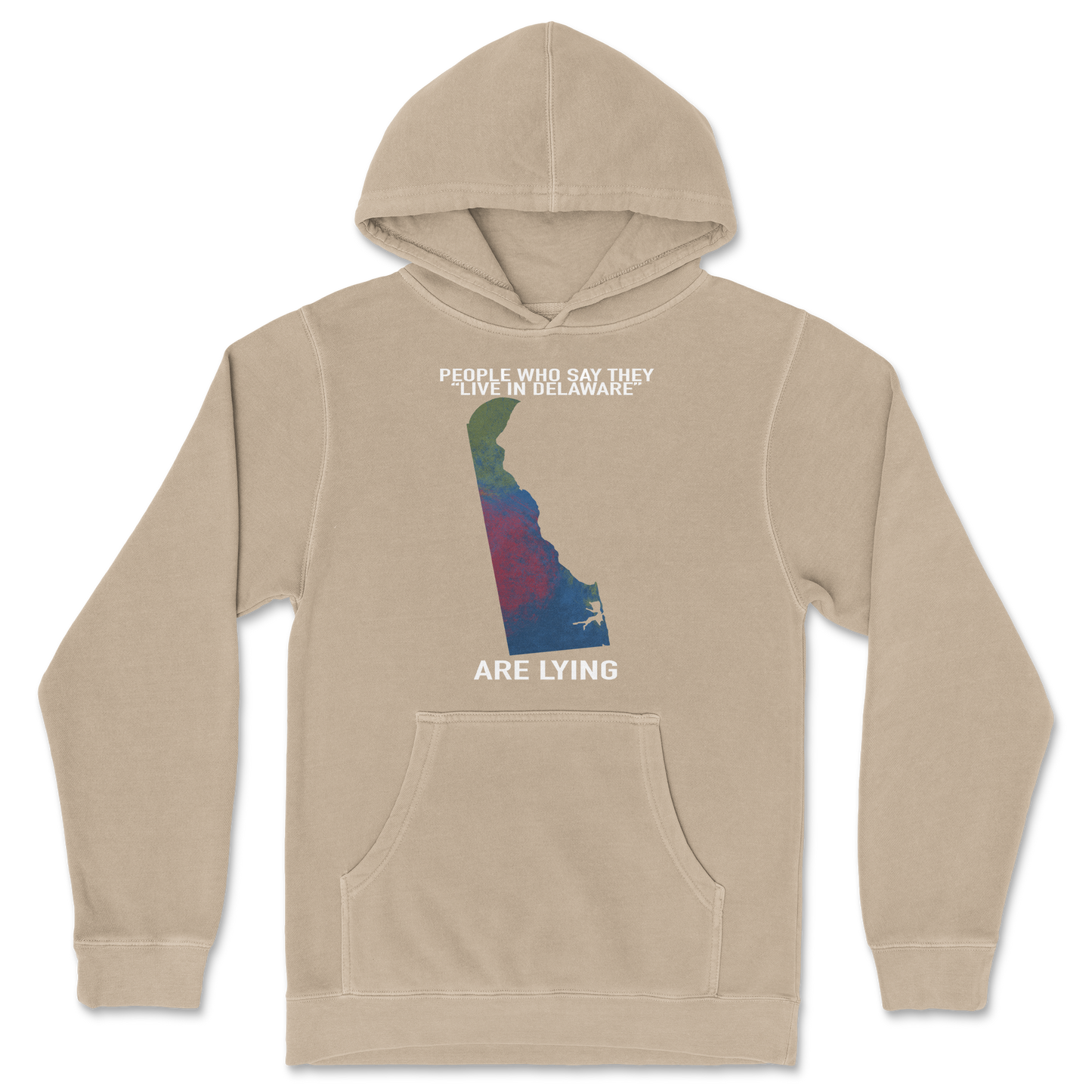 Independent Clothing Co. Hoodie Delaware Doesnt Exist in Sandstone