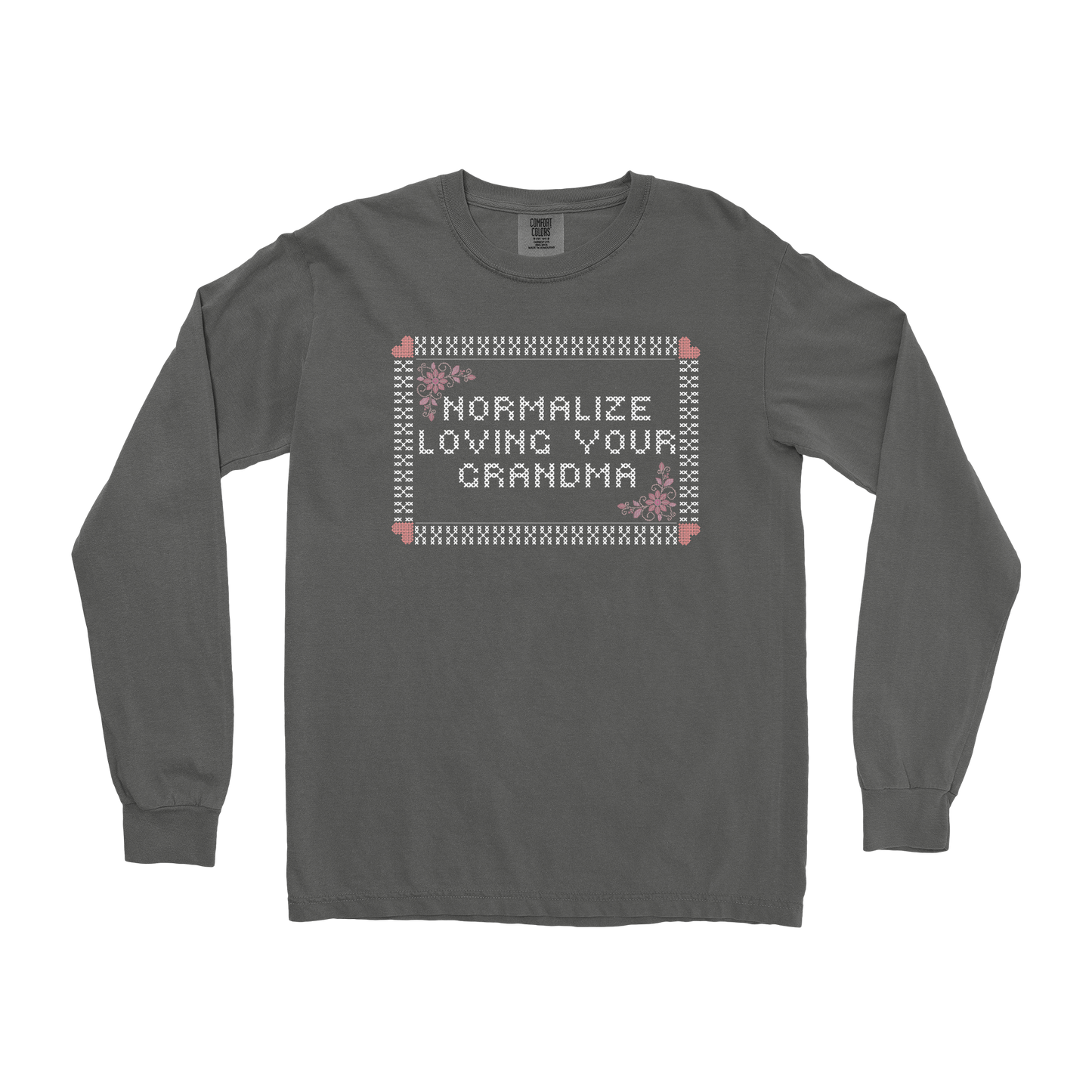 Comfort Colors Long Sleeve Cross Stitch in Pepper