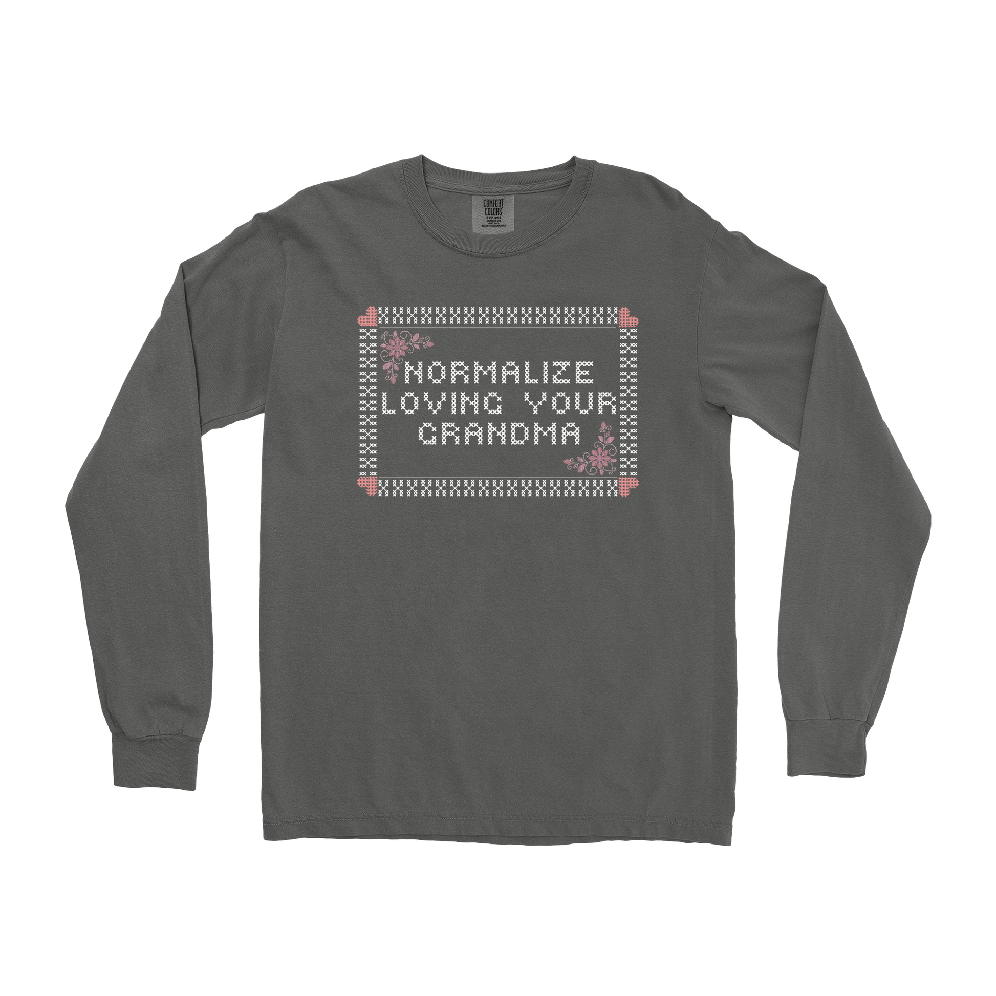 Comfort Colors Long Sleeve Cross Stitch in Pepper
