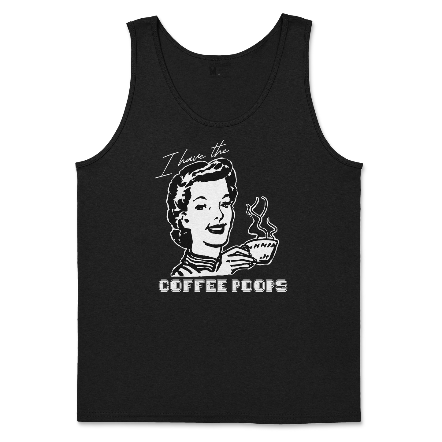 Gildan SoftStyle Tank Top Coffee Poops  in Black