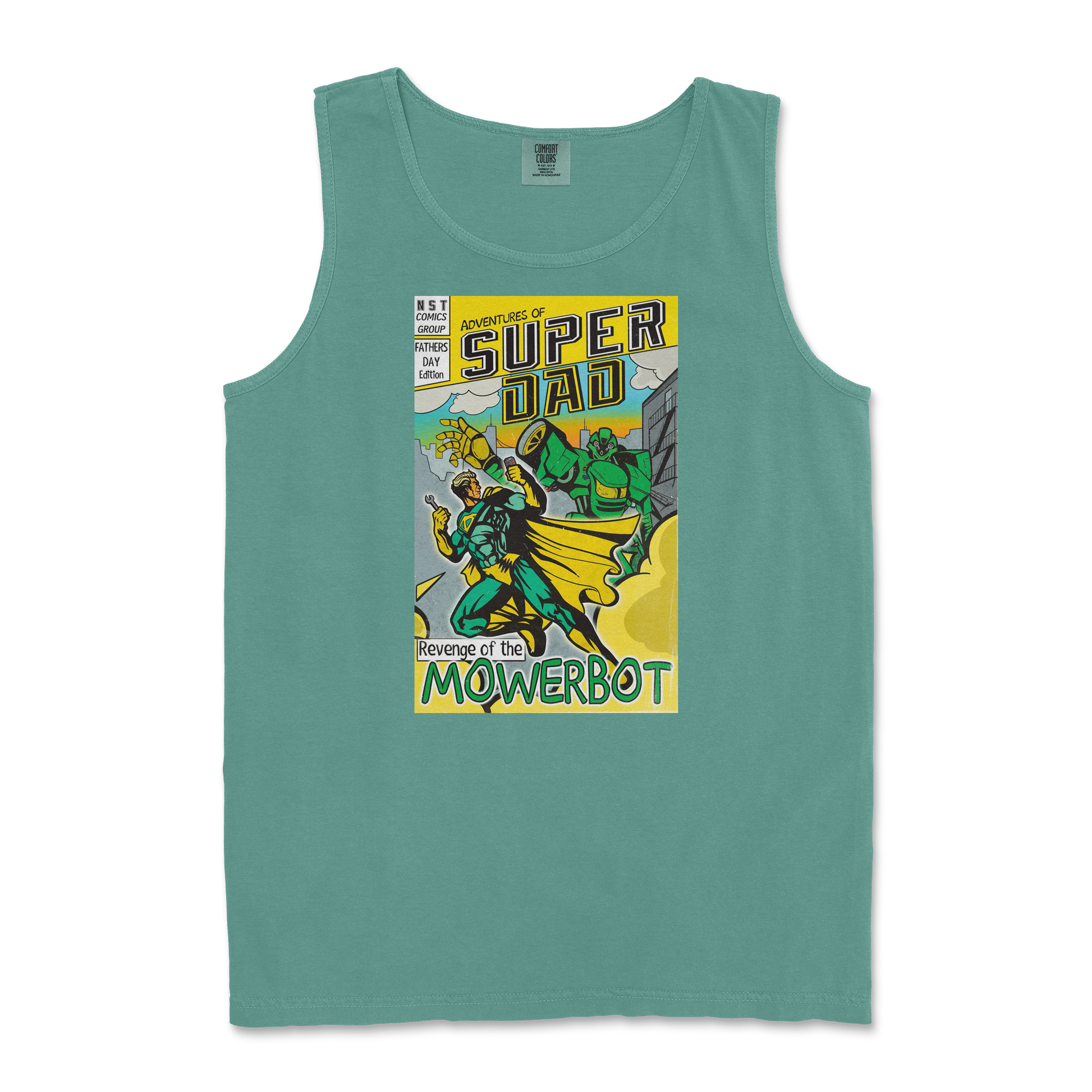 Comfort Colors Tank Top Super Dad in Light-Green