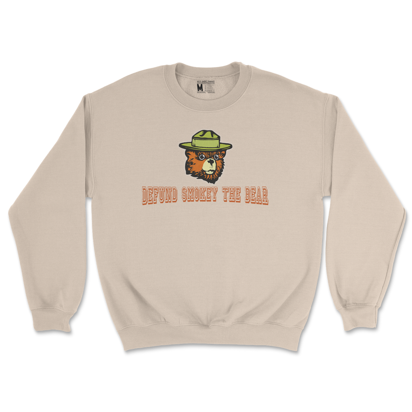 Heavy Blend Crew Neck Defund Smokey Bear in Sand