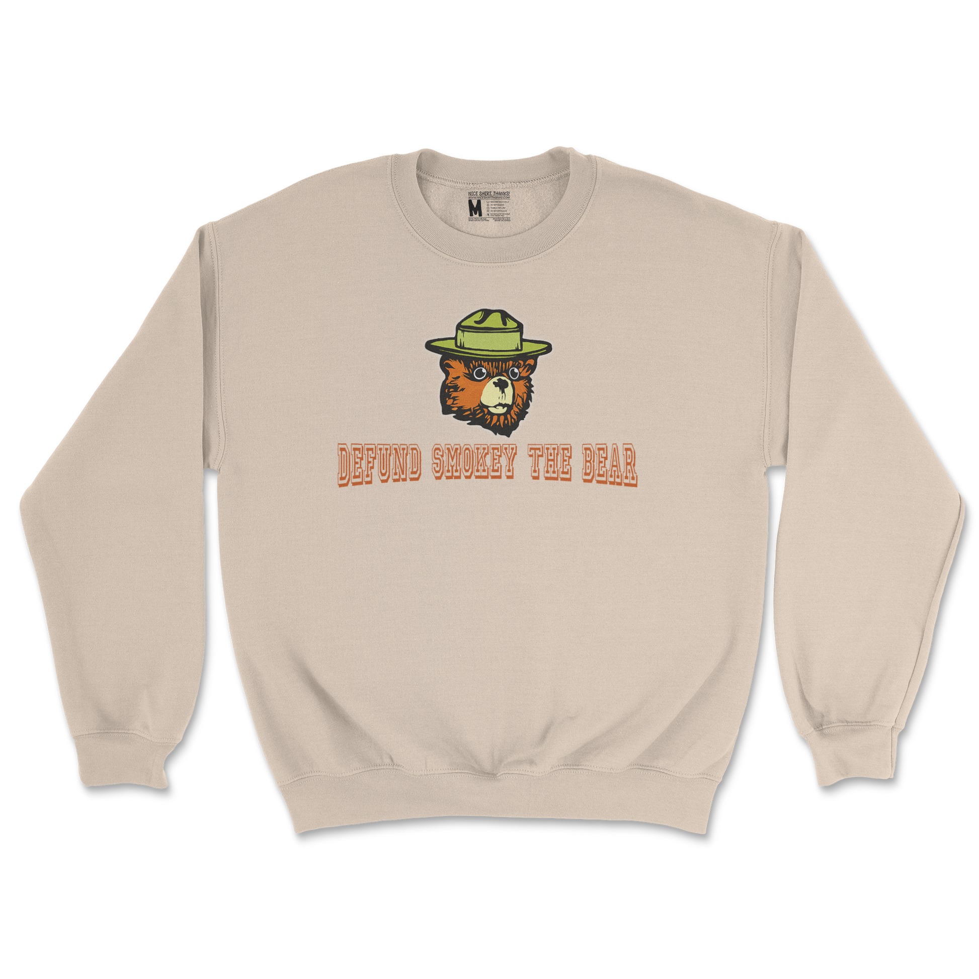 Heavy Blend Crew Neck Defund Smokey Bear in Sand