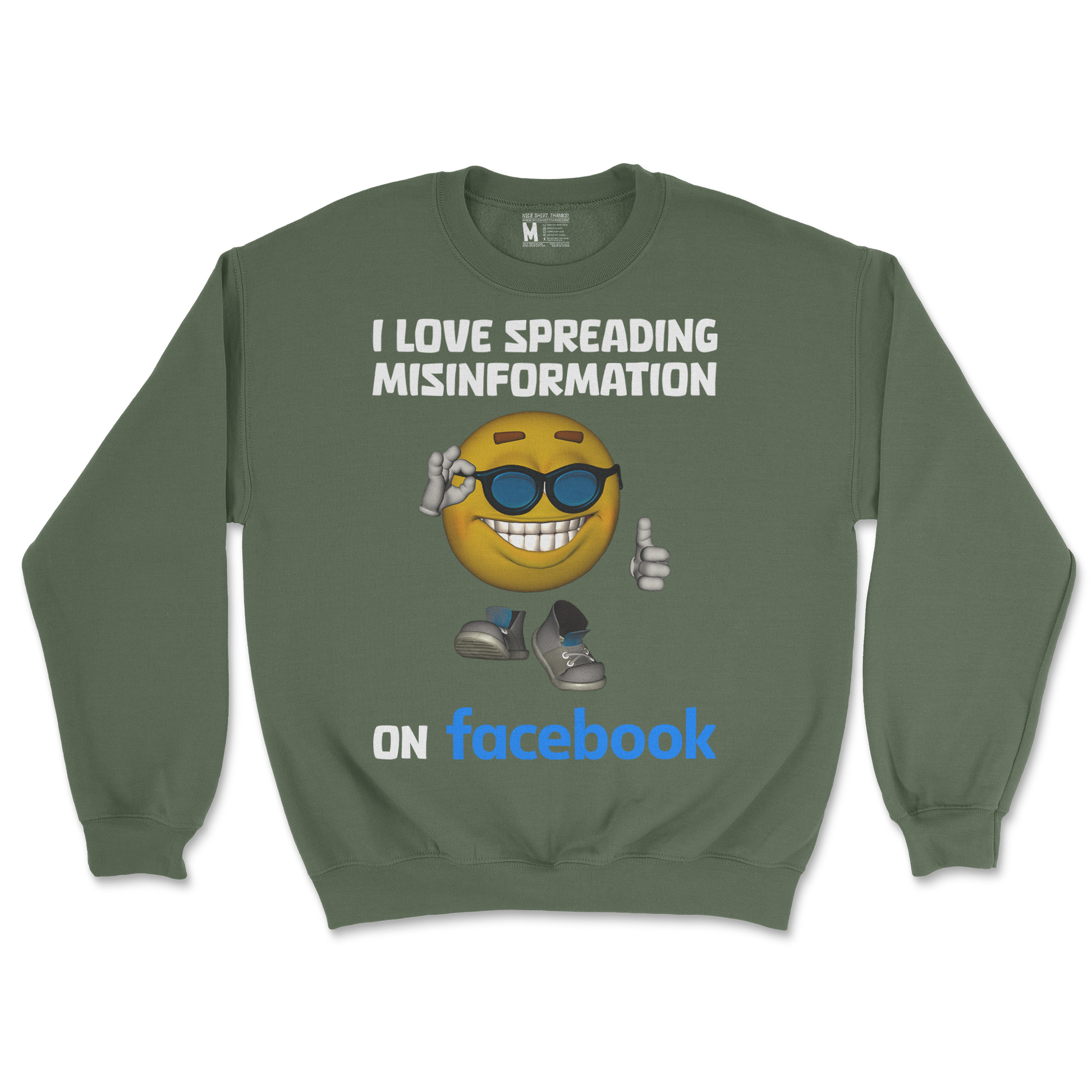 Gildan SoftStyle Crew Neck Spreadin Misinformation in Military Green