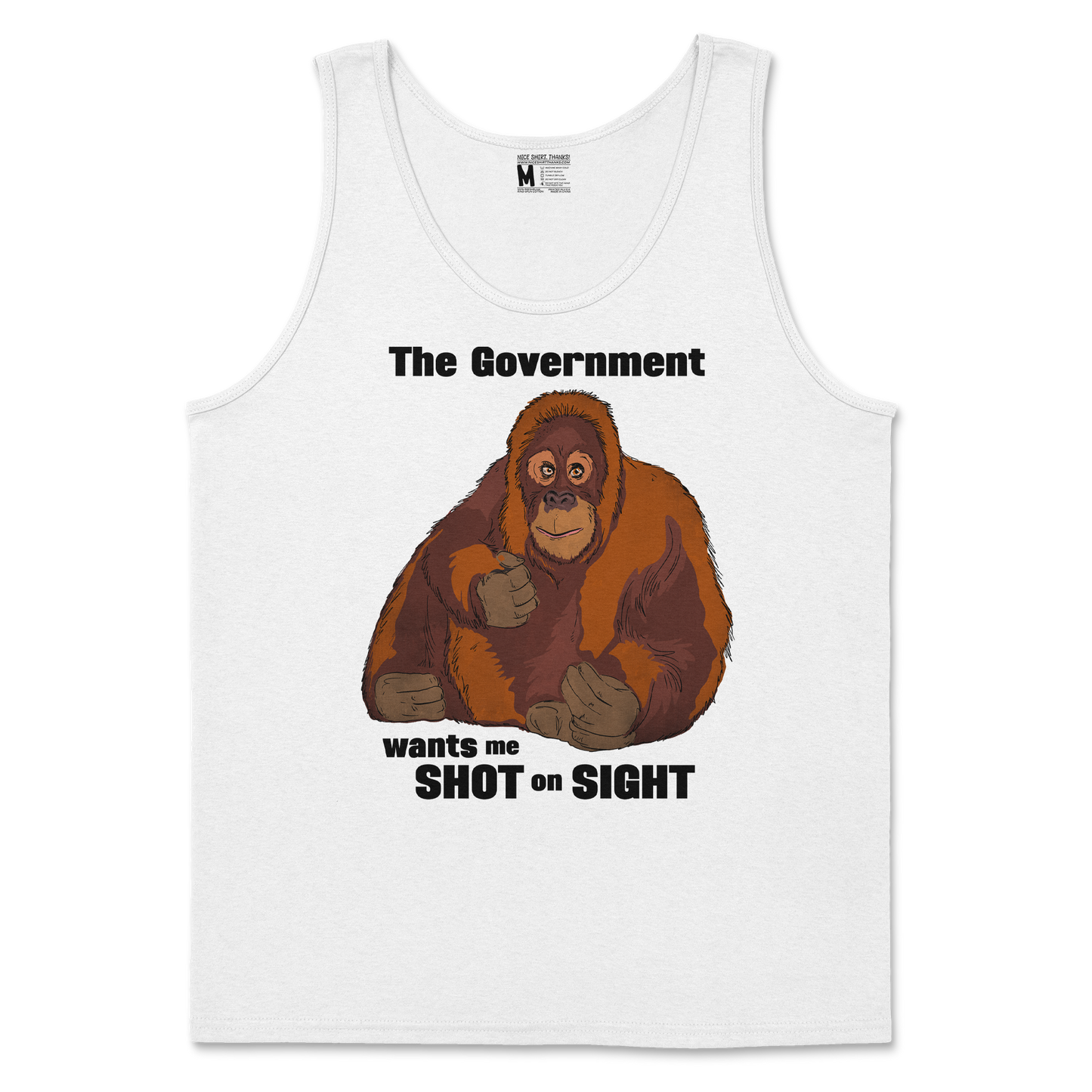 Gildan SoftStyle Tank Top The Government Hates Me  in White