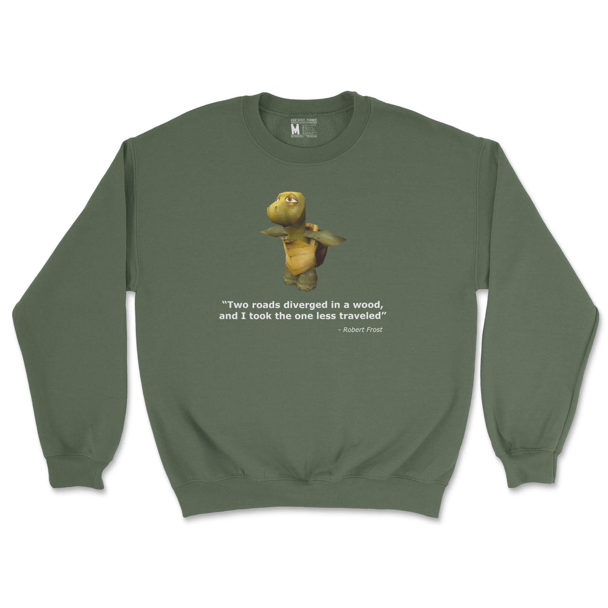 Gildan SoftStyle Crew Neck Robert Frost Quote in Military Green