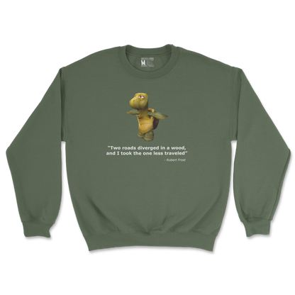 Gildan SoftStyle Crew Neck Robert Frost Quote in Military Green