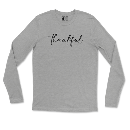 Gildan SoftStyle Long Sleeve Thankful  in Heather-Gray