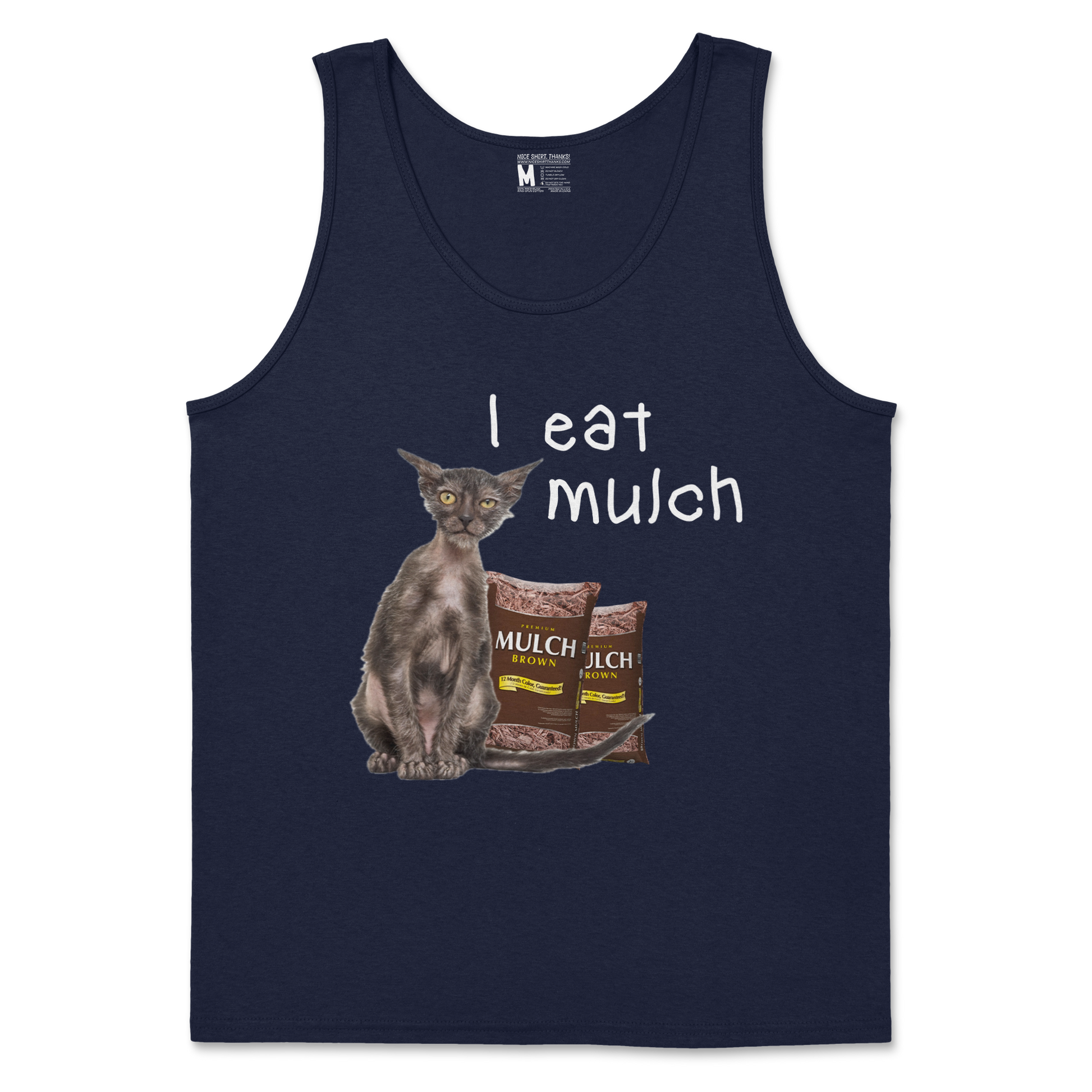 Gildan SoftStyle Tank Top I Eat Mulch in Navy