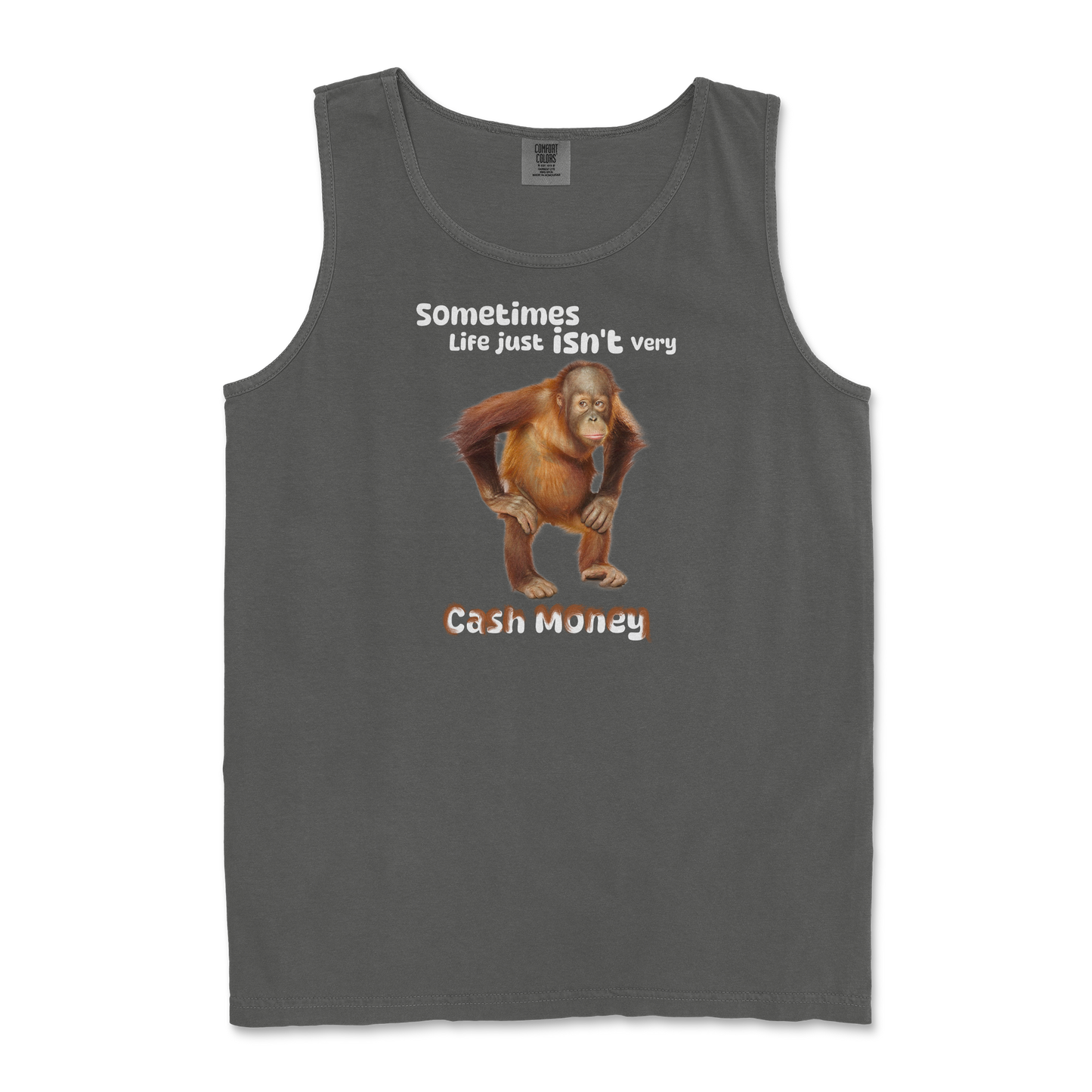 Comfort Colors Tank Top Cash Money Monkey  in Pepper