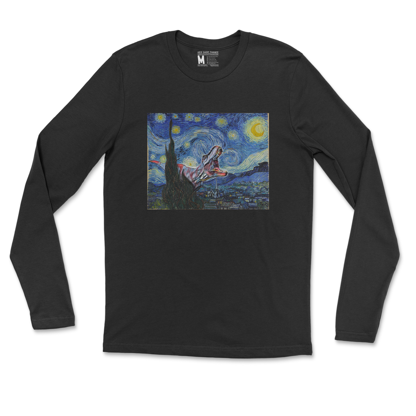 Gildan SoftStyle Long Sleeve Van Gogh but Cooler in Black