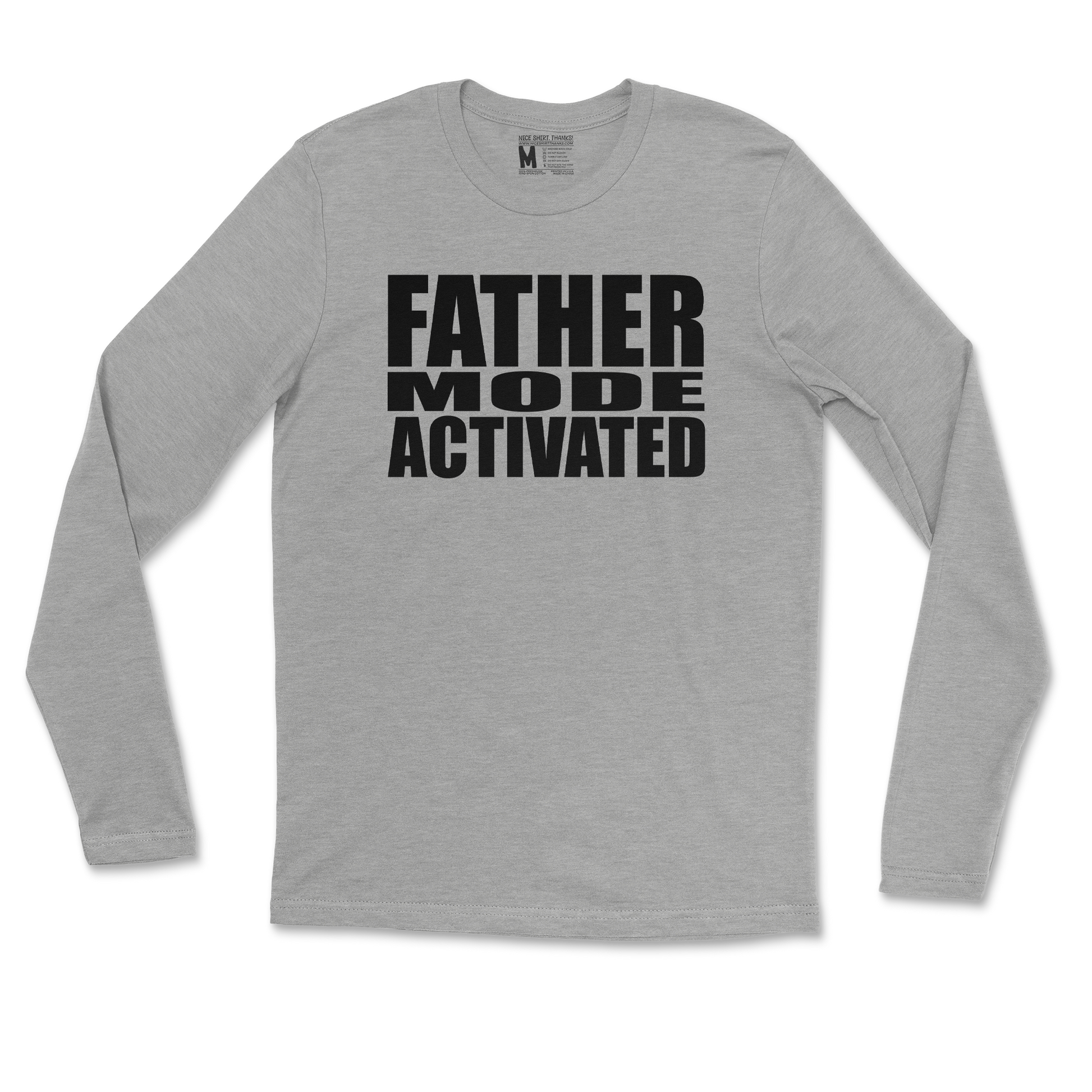 Gildan SoftStyle Long Sleeve Father Mode Activated in Sports Grey