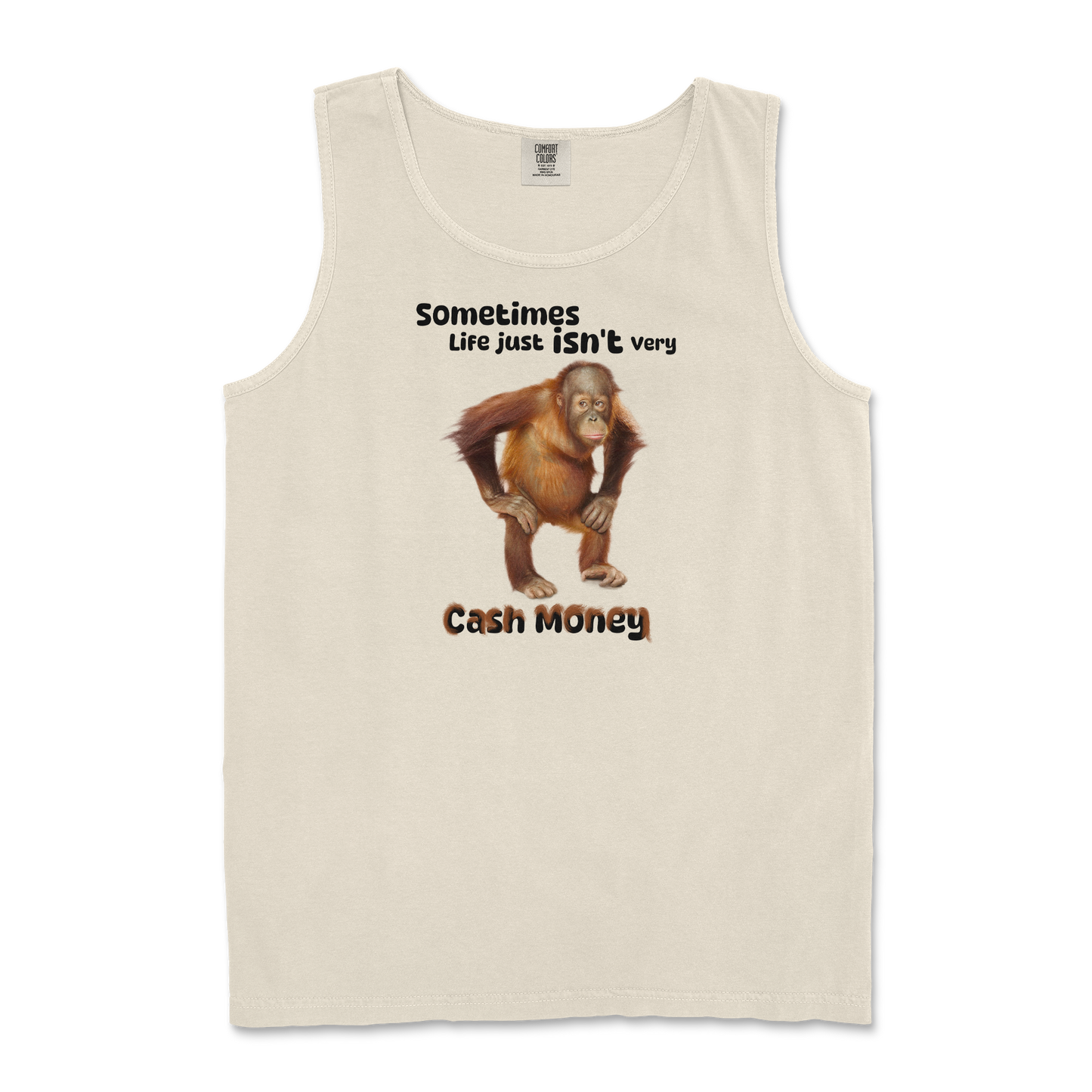 Comfort Colors Tank Top Cash Money Monkey  in Ivory