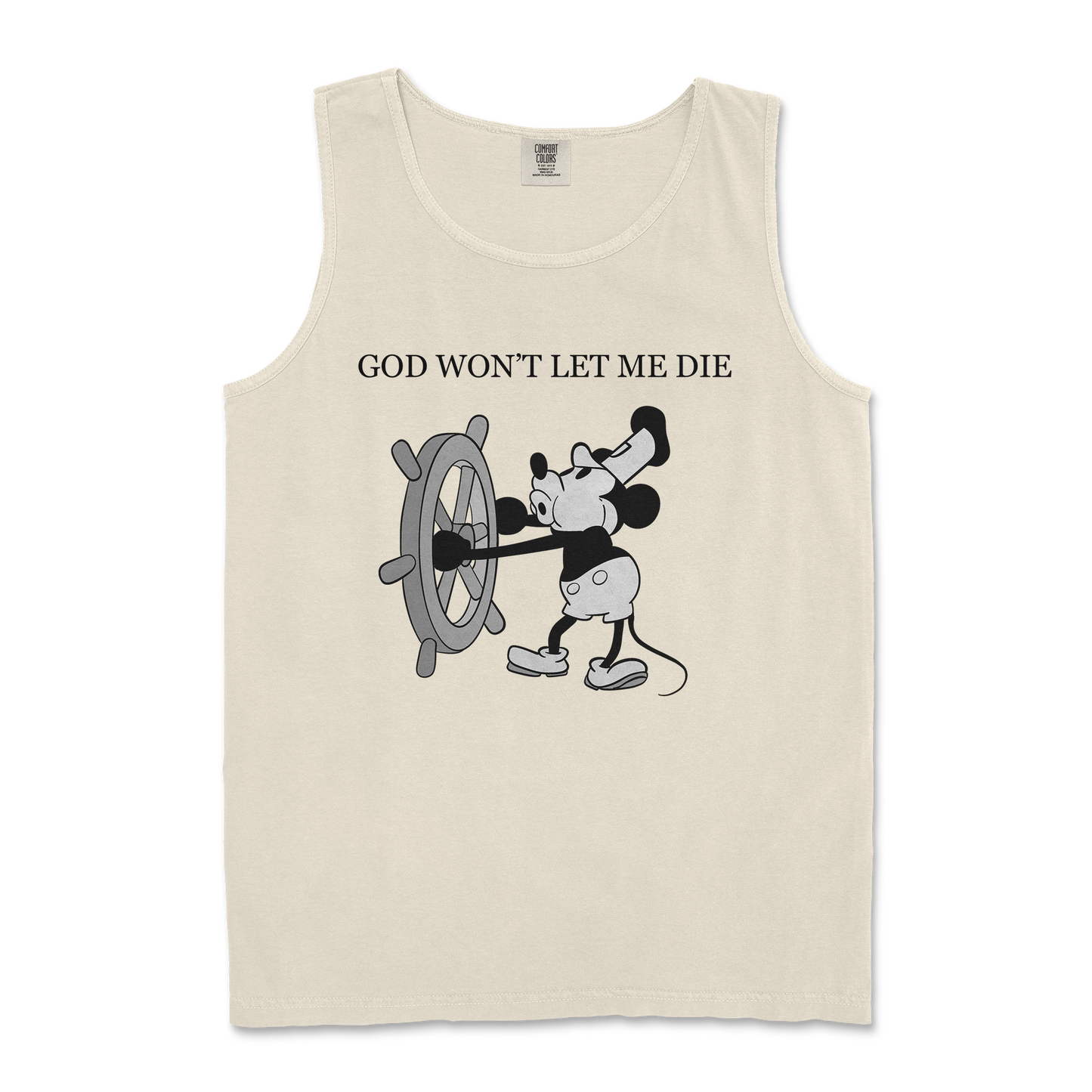 Comfort Colors Tank Top God Wont Let Me Die in Ivory