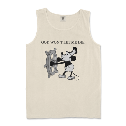 Comfort Colors Tank Top God Wont Let Me Die in Ivory