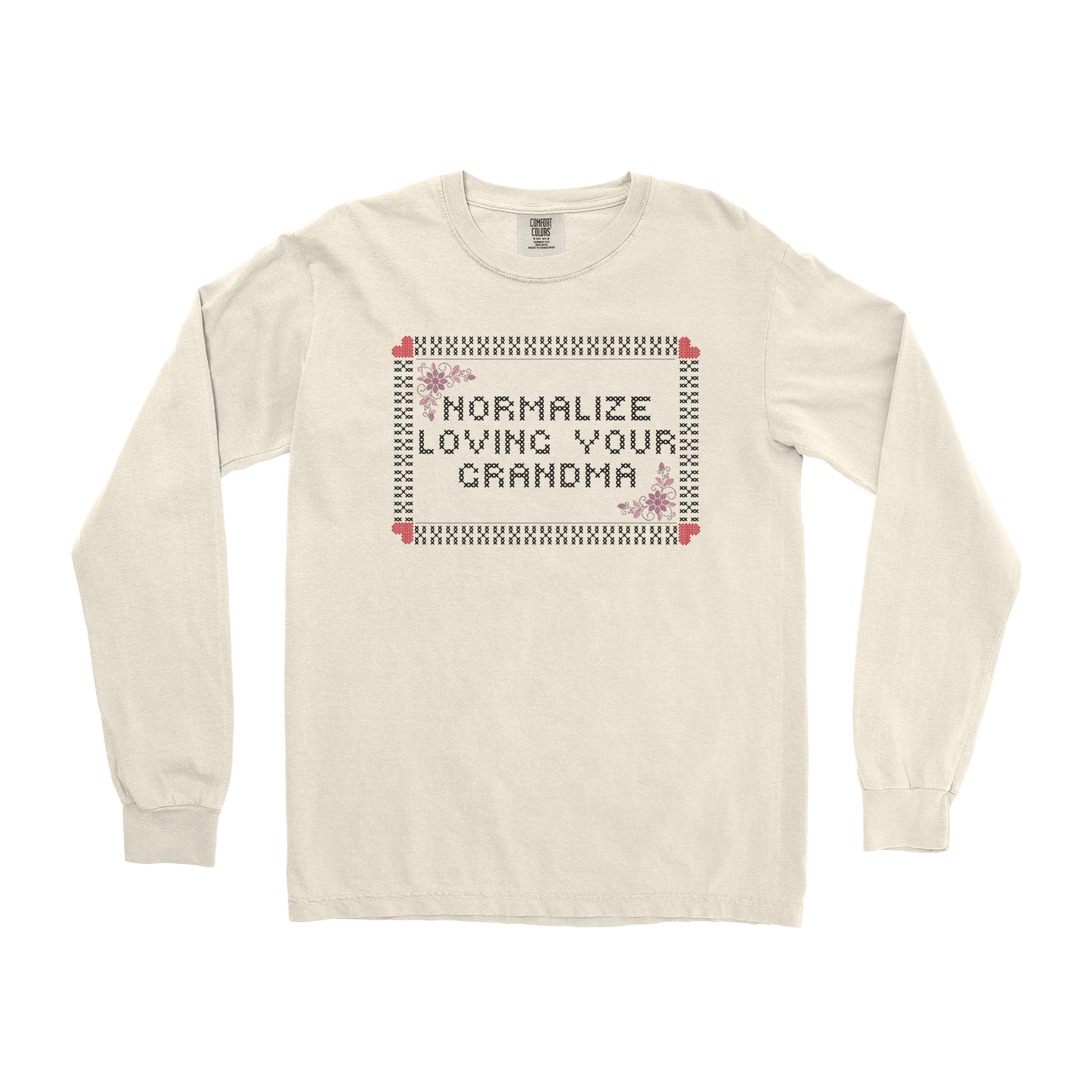 Comfort Colors Long Sleeve Cross Stitch in Ivory