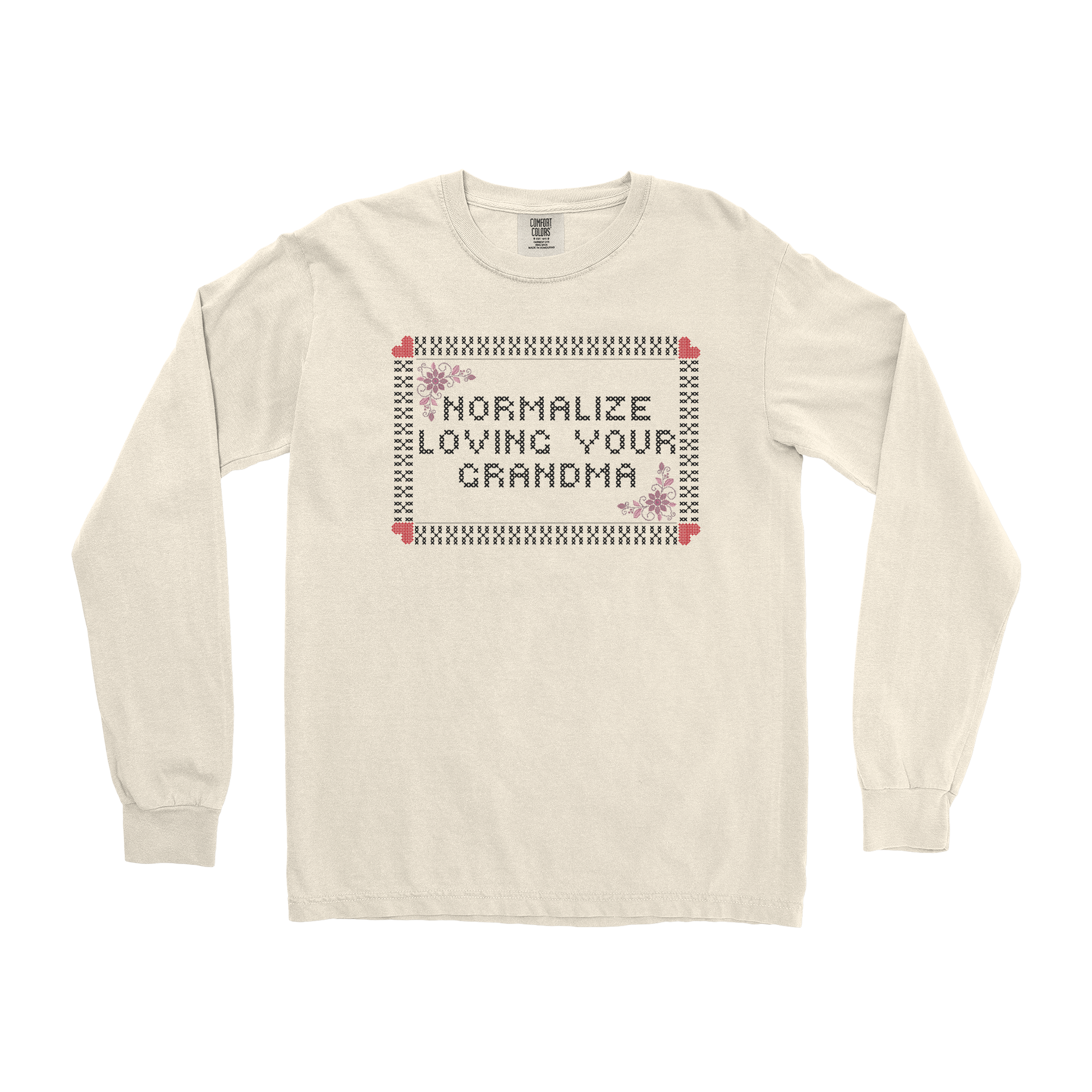 Comfort Colors Long Sleeve Cross Stitch in Ivory